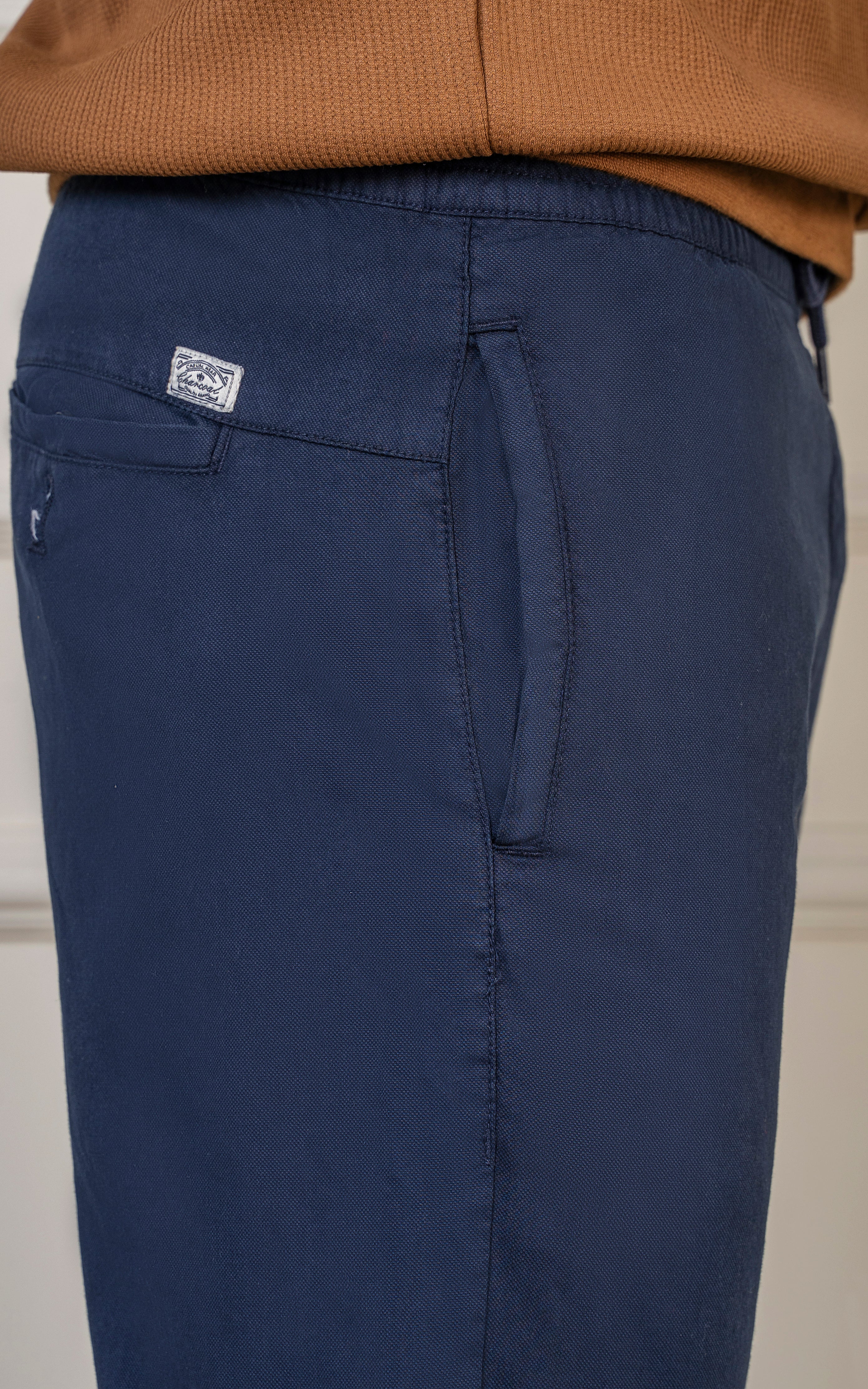 SLIM FIT TEXTURED JOGGER TROUSER NAVY - Image 3