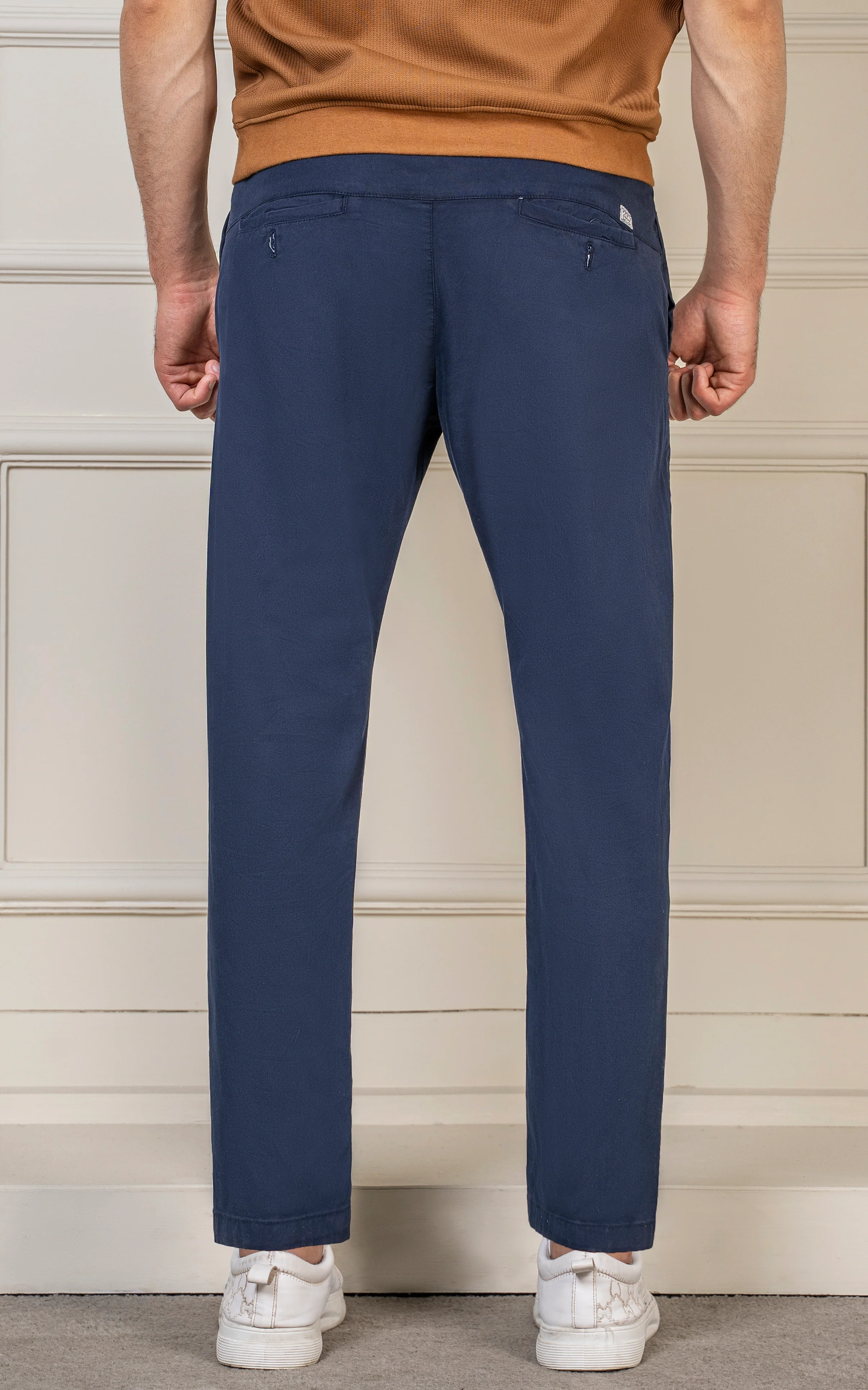 SLIM FIT TEXTURED JOGGER TROUSER NAVY - Image 4