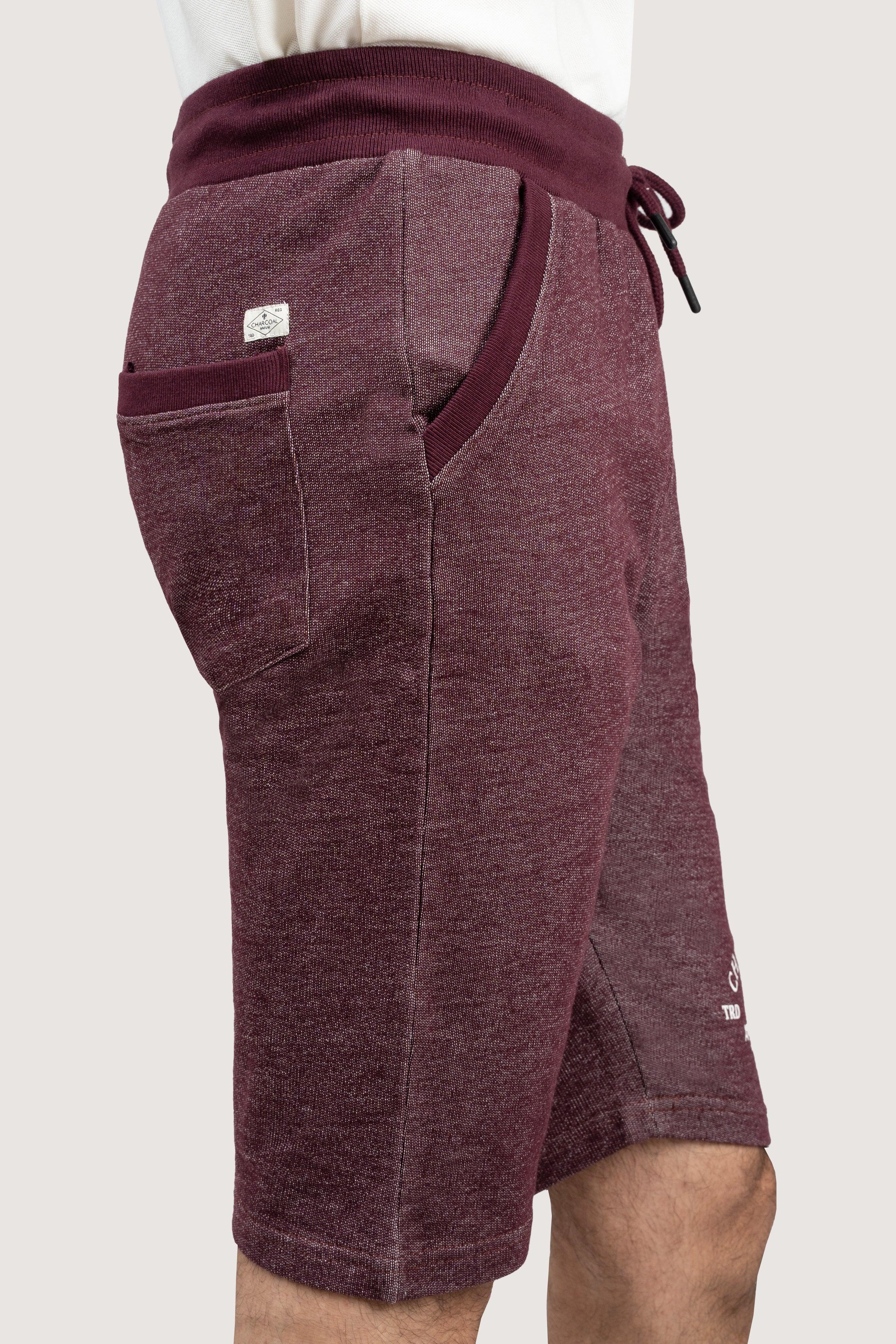 CHAIN YARN REGULAR FIT MAROON MELANGE SHORTS - Image 4