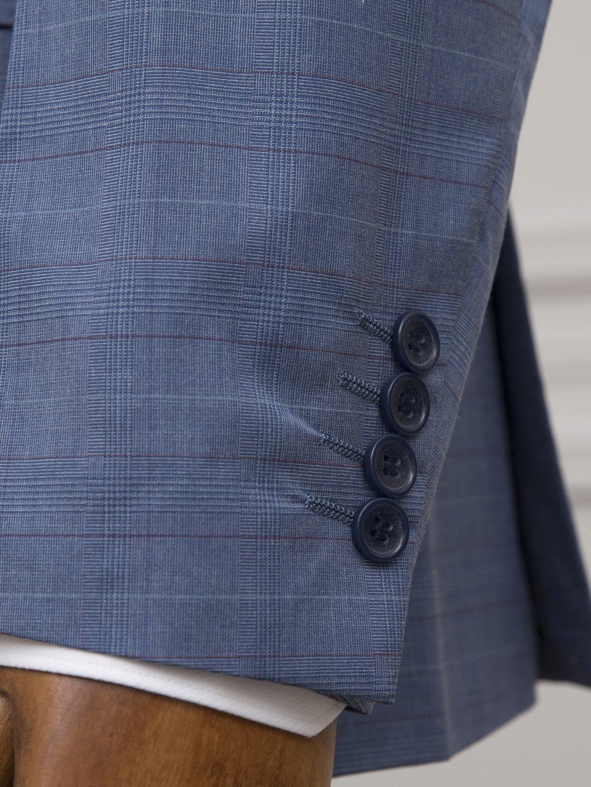 CHECK SUIT 2 BUTTON BLUE - Image 4