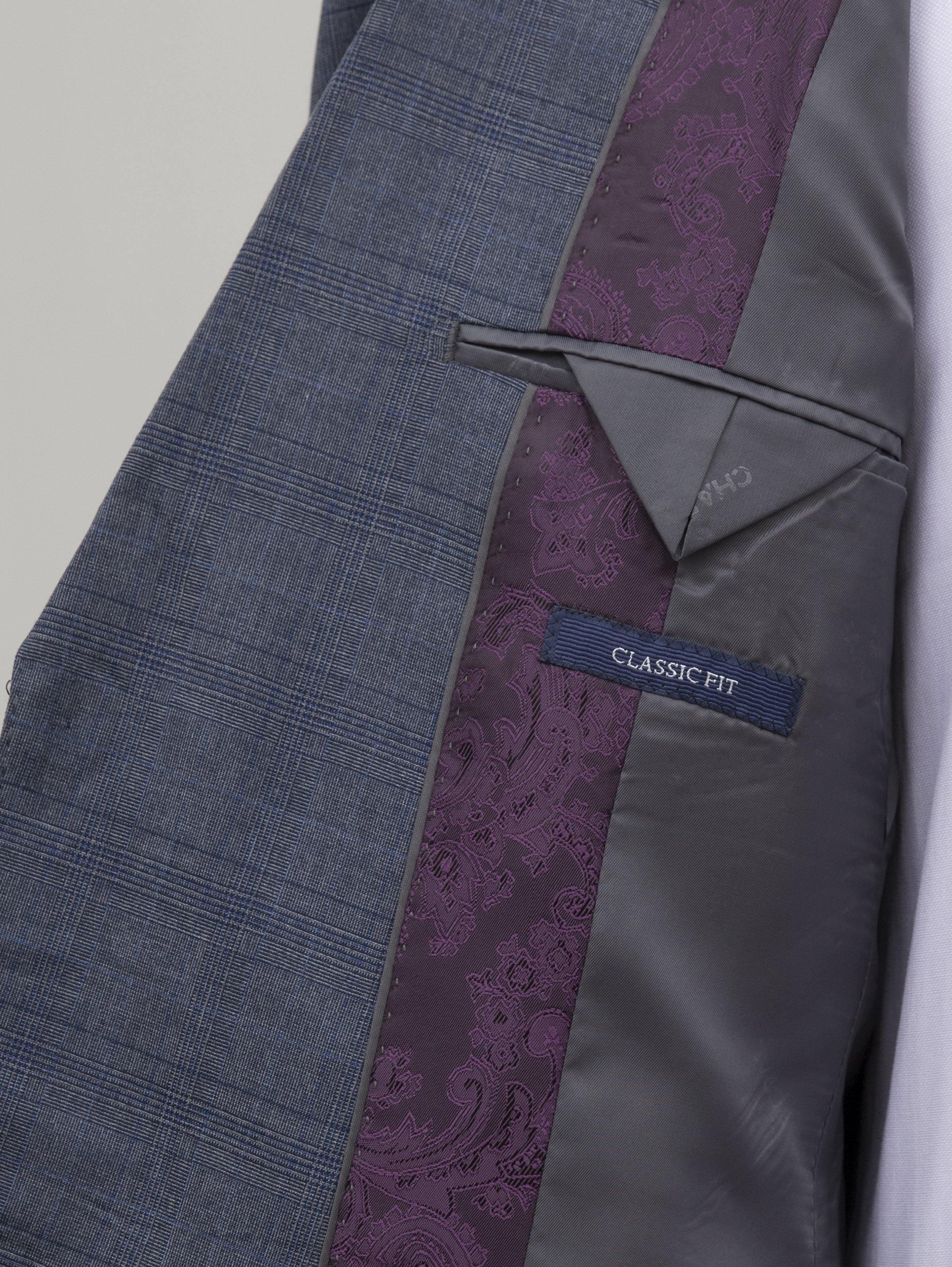 CHECK SUIT 2 BUTTON BLUE GREY - Image 5