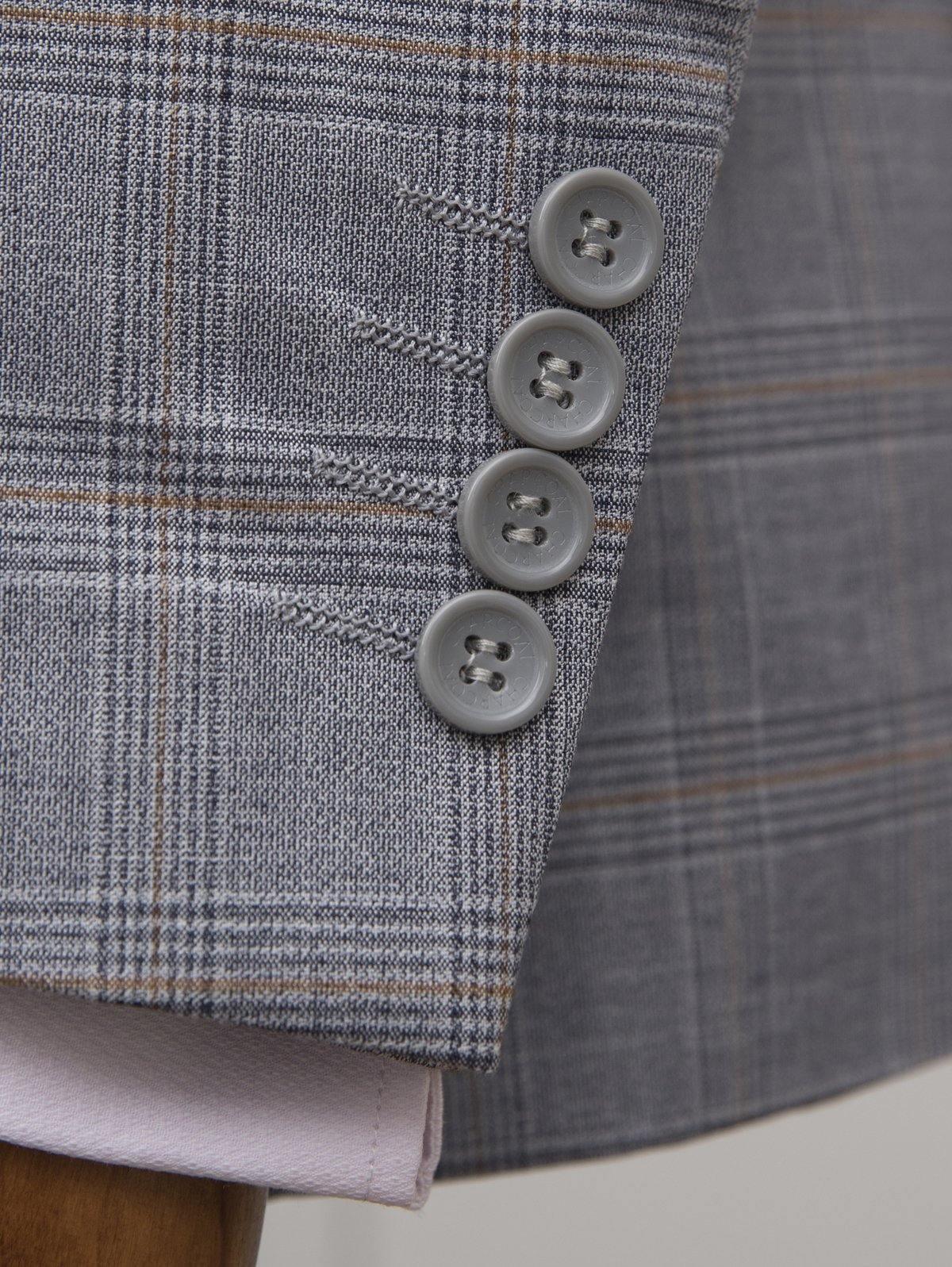 CHECK SUIT 2 BUTTON BLUE GREY - Image 4
