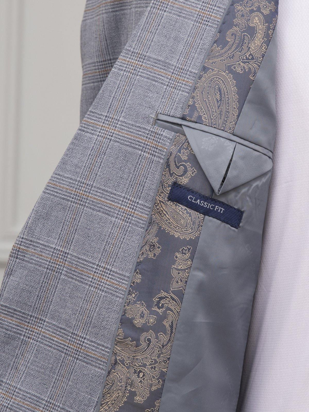 CHECK SUIT 2 BUTTON BLUE GREY - Image 5