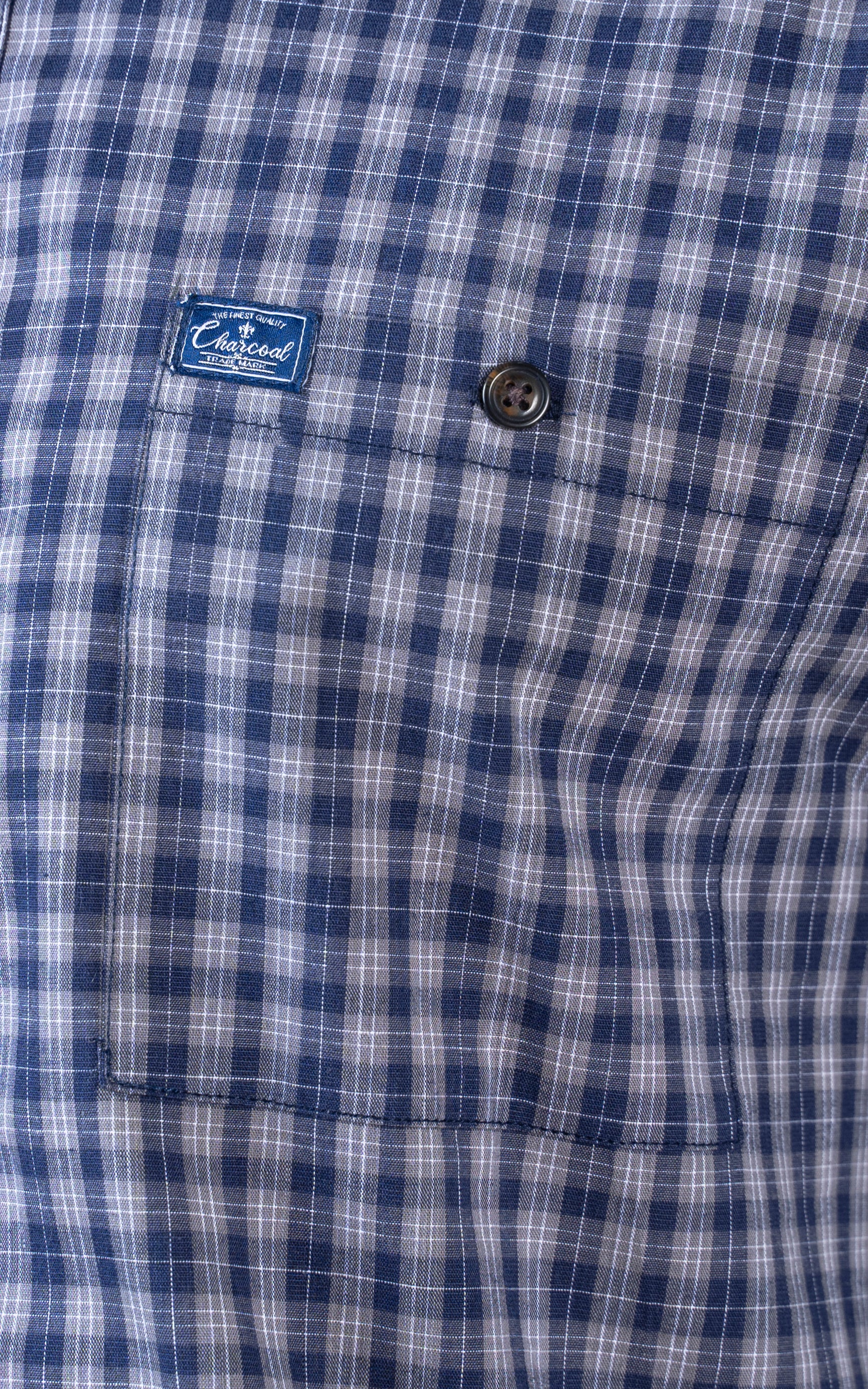 CHECKED CASUAL SHIRT GREY NAVY - Image 5