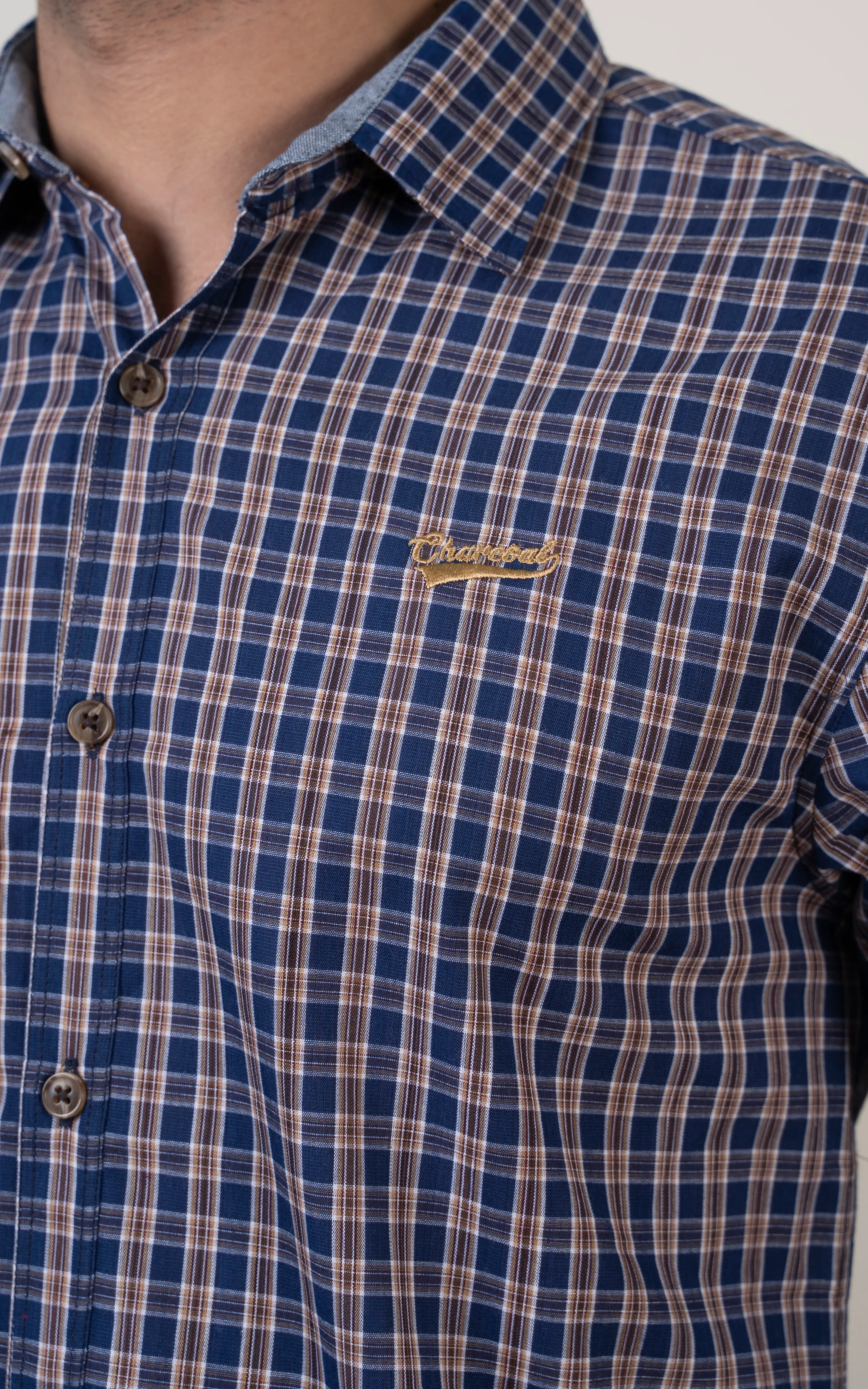 CHECKED CASUAL SHIRT ROYAL BLUE - Image 5