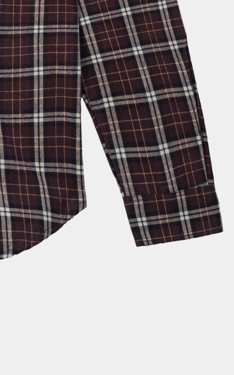 CHECKED CASUAL SHIRT DEEP MAROON - Image 3