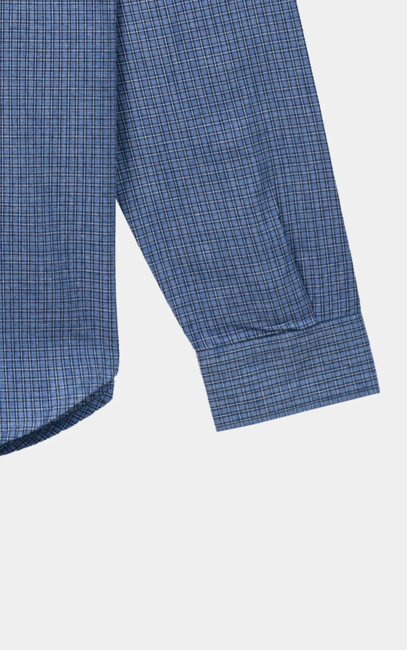 CHECKERED CASUAL SHIRT GREY BLUE - Image 3