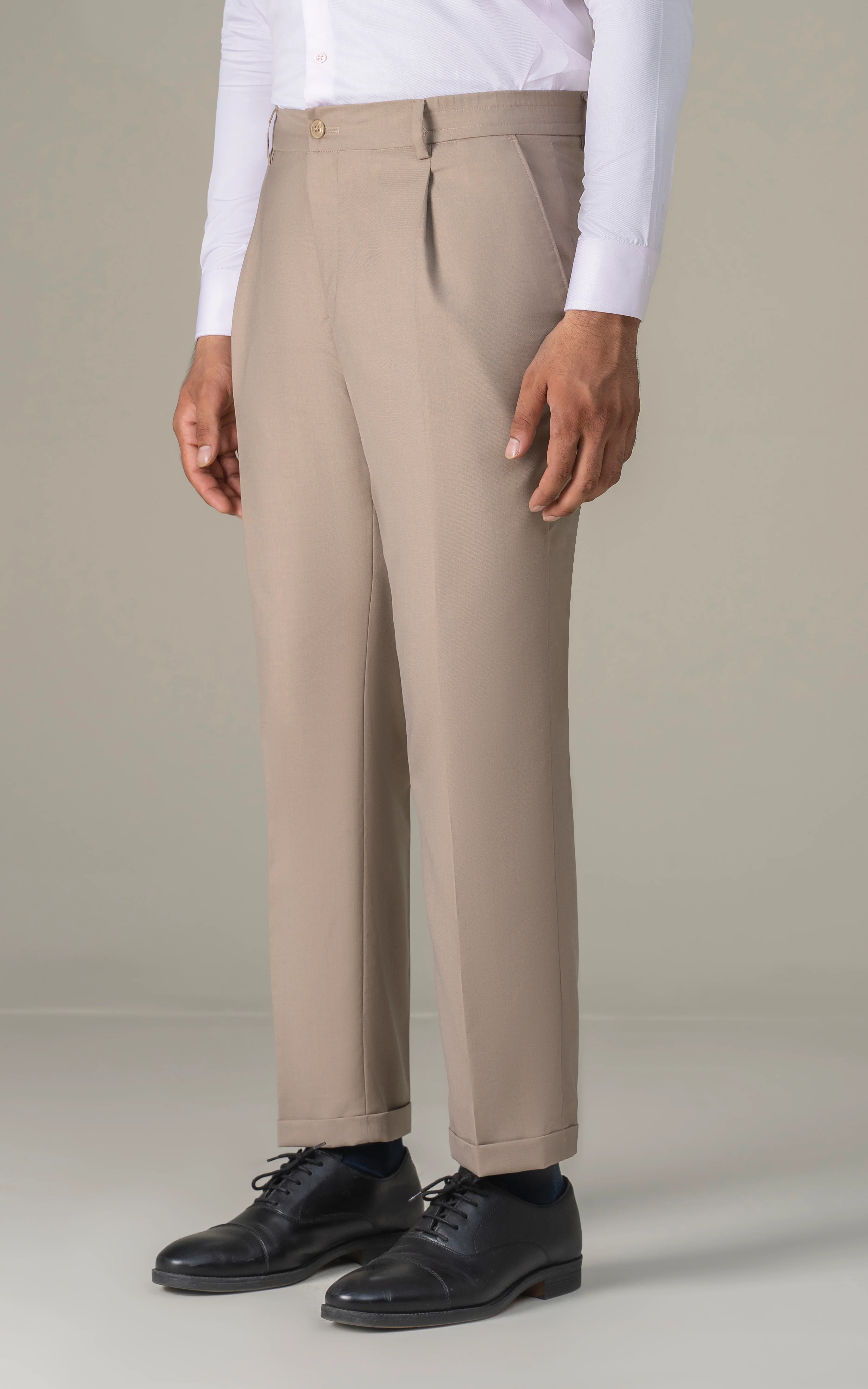 Elasticated pleated pant Light Brown