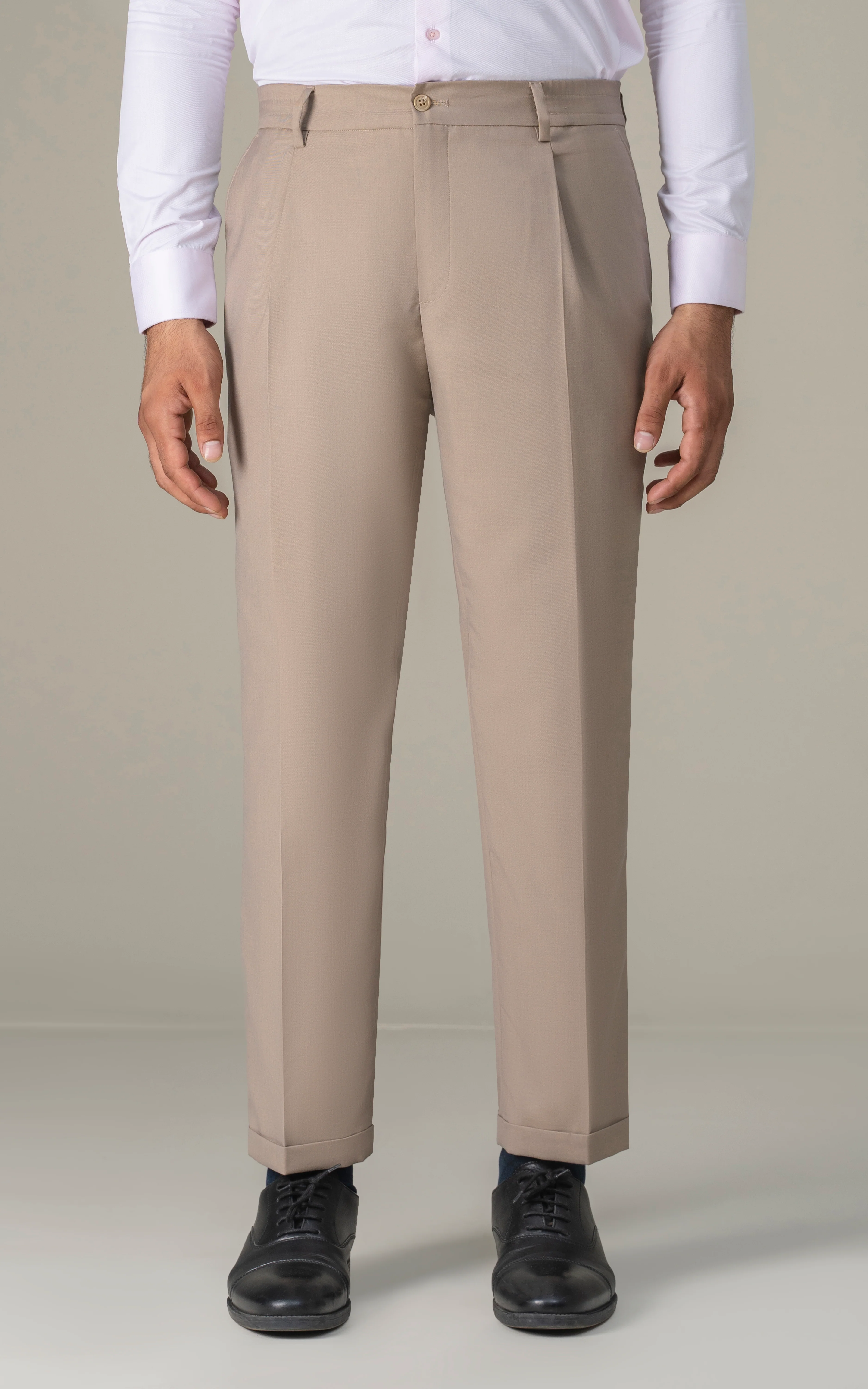 Elasticated pleated pant Light Brown - Image 2