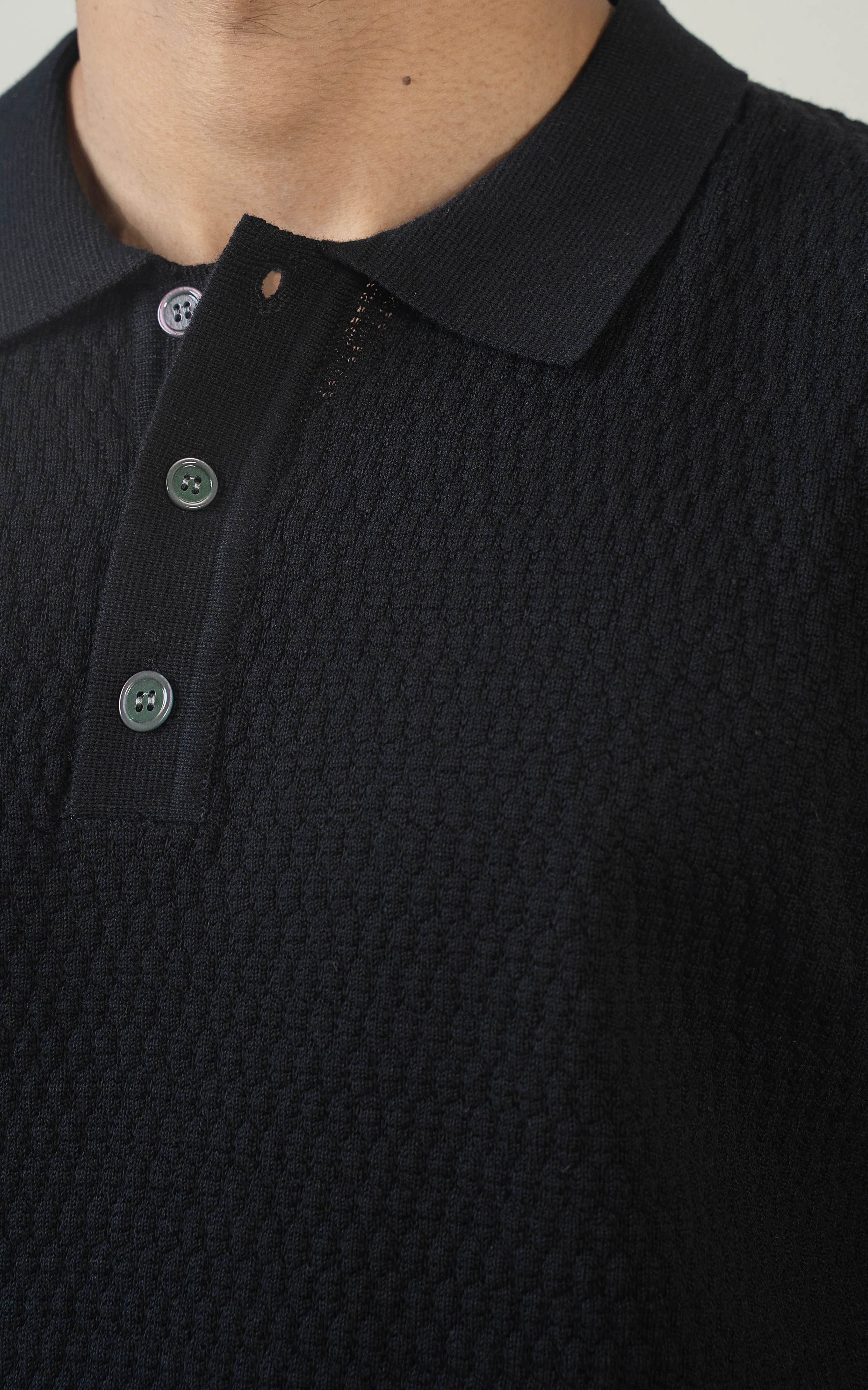 KNITTED POLO  BLACK - Image 2