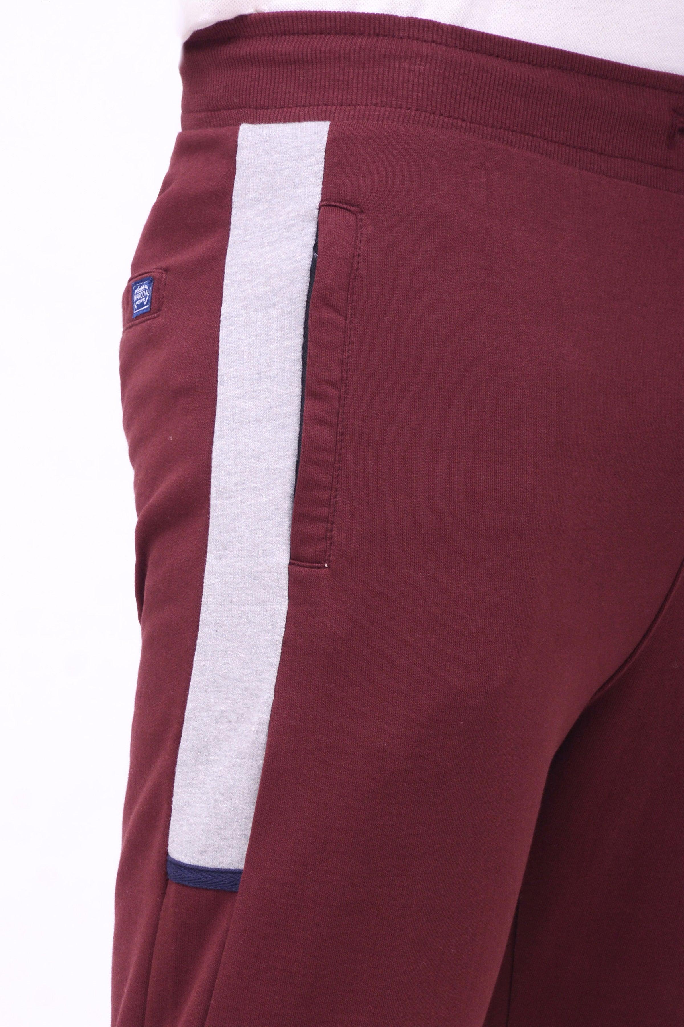 CONTRAST PANEL TERRY TROUSER MAROON - Image 4
