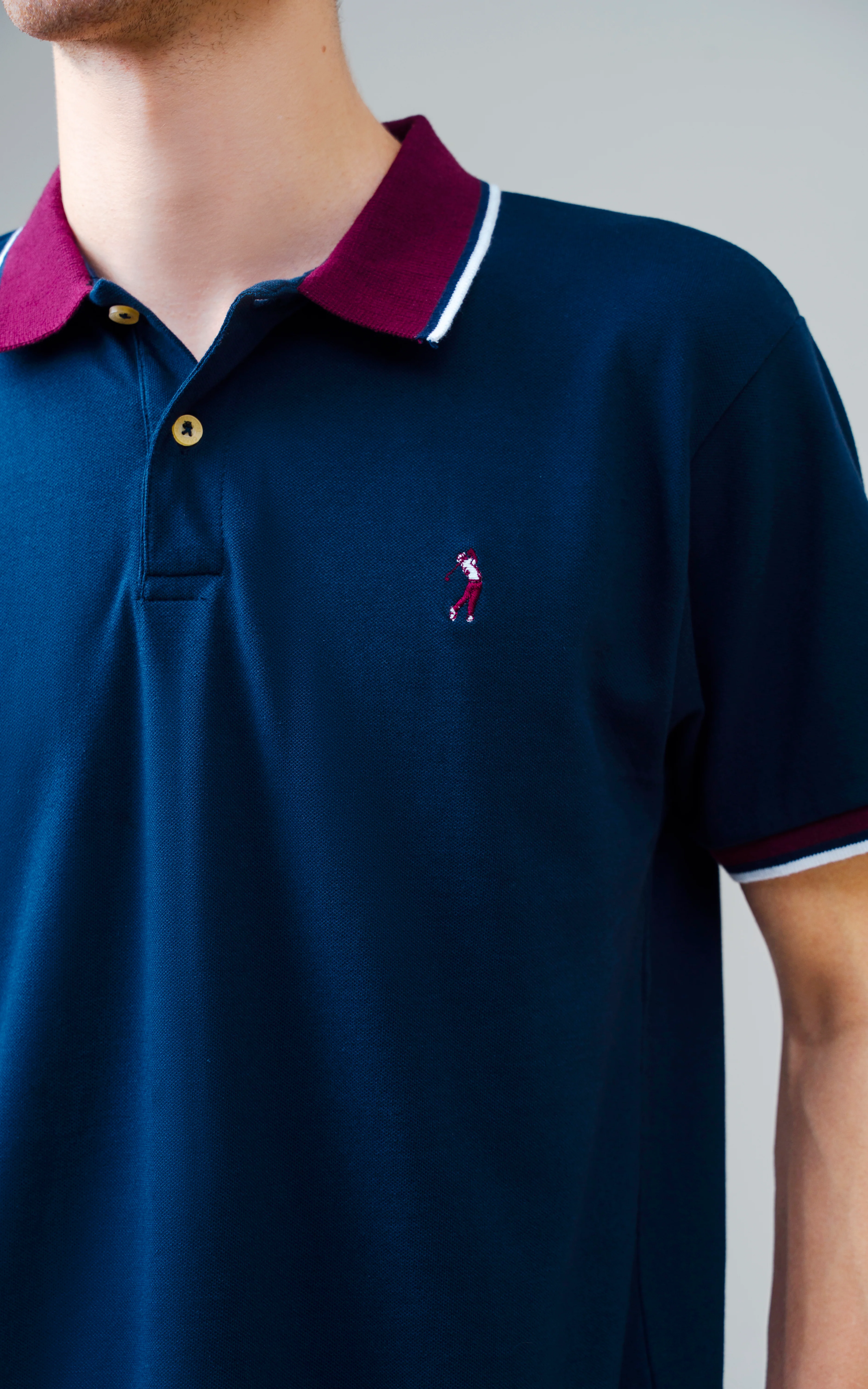 CONTRAST TIPPING COLLAR POLO SHIRT NAVY - Image 2