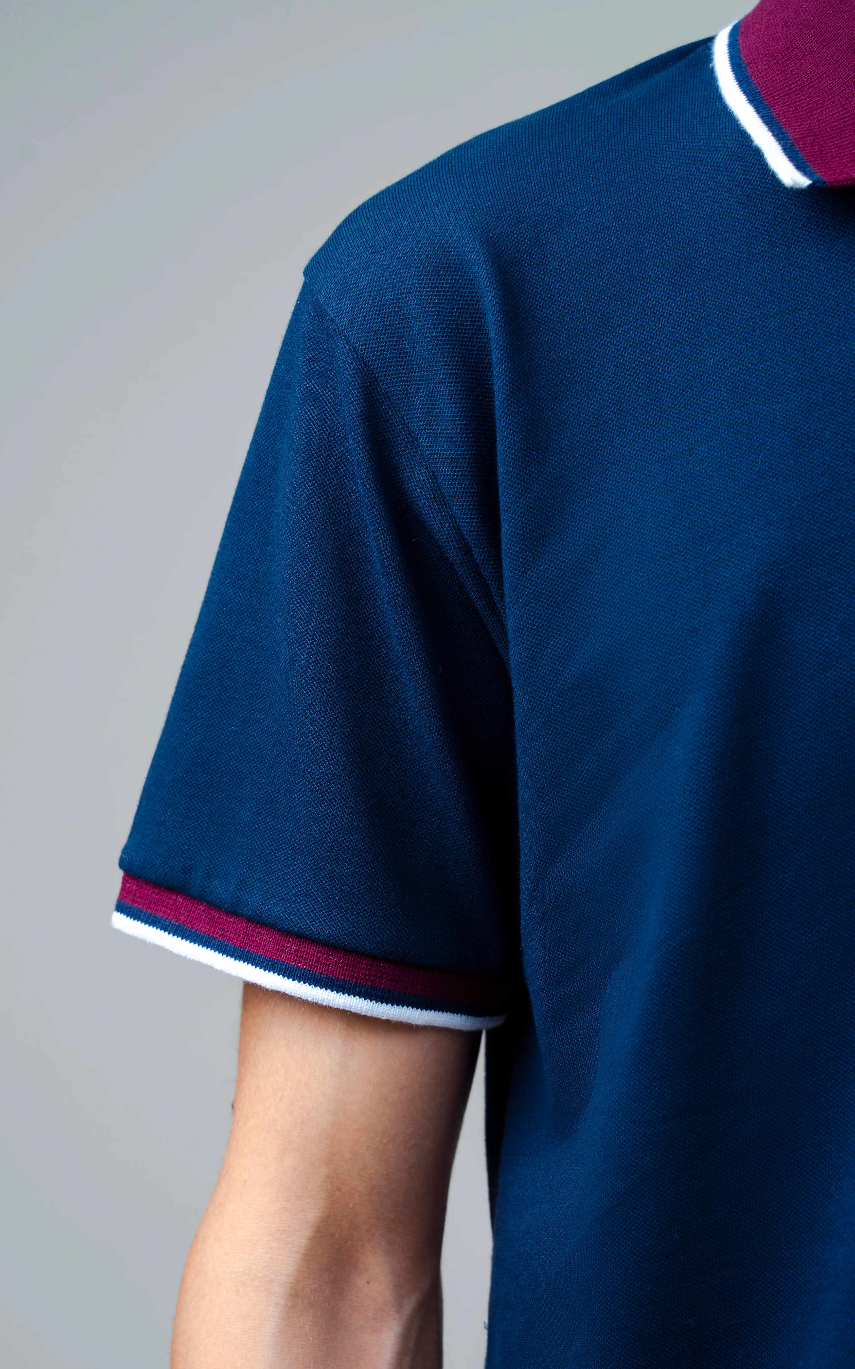 CONTRAST TIPPING COLLAR POLO SHIRT NAVY - Image 4