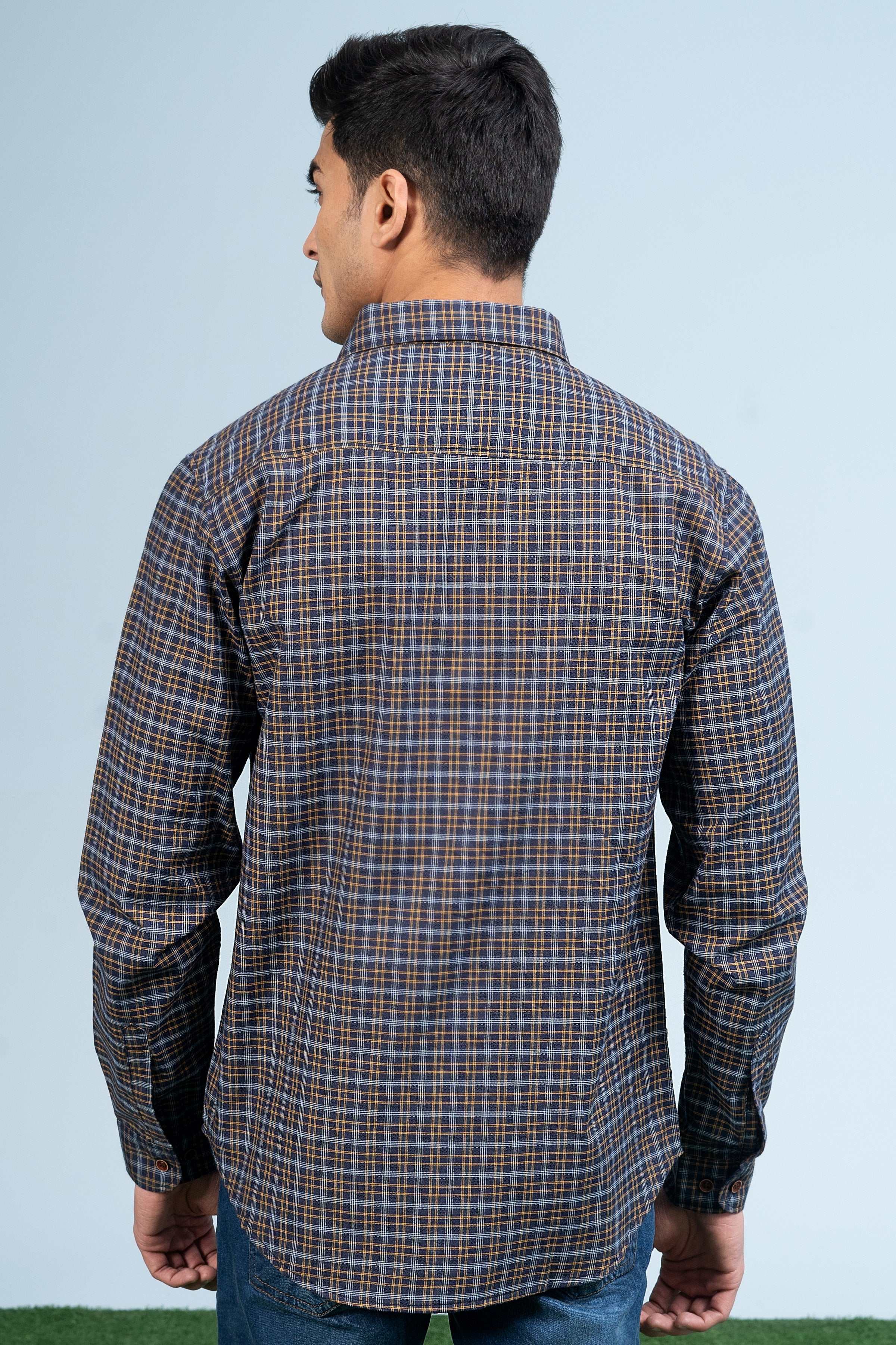 CASUAL SHIRT NAVY YELLOW - Image 4