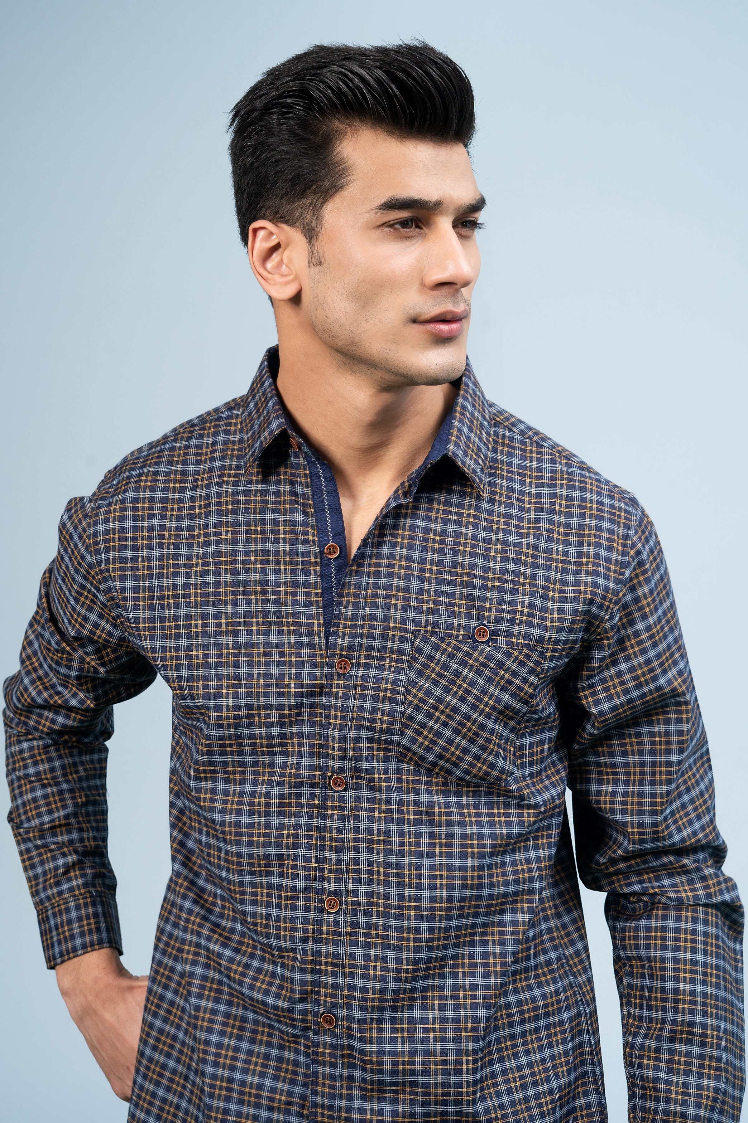 CASUAL SHIRT NAVY YELLOW - Image 5