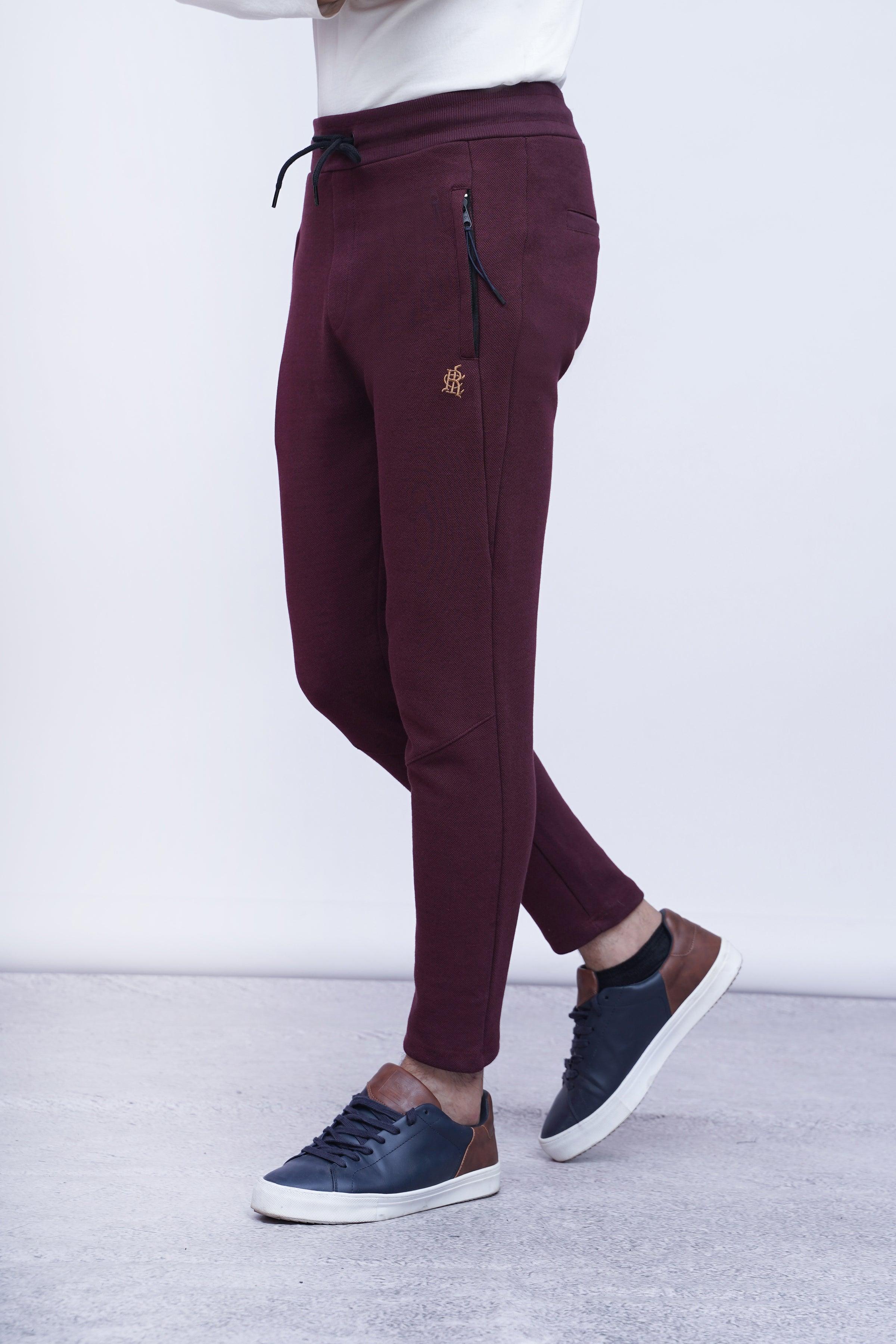 JUMBO PIQUE TROUSER BLACK MAROON