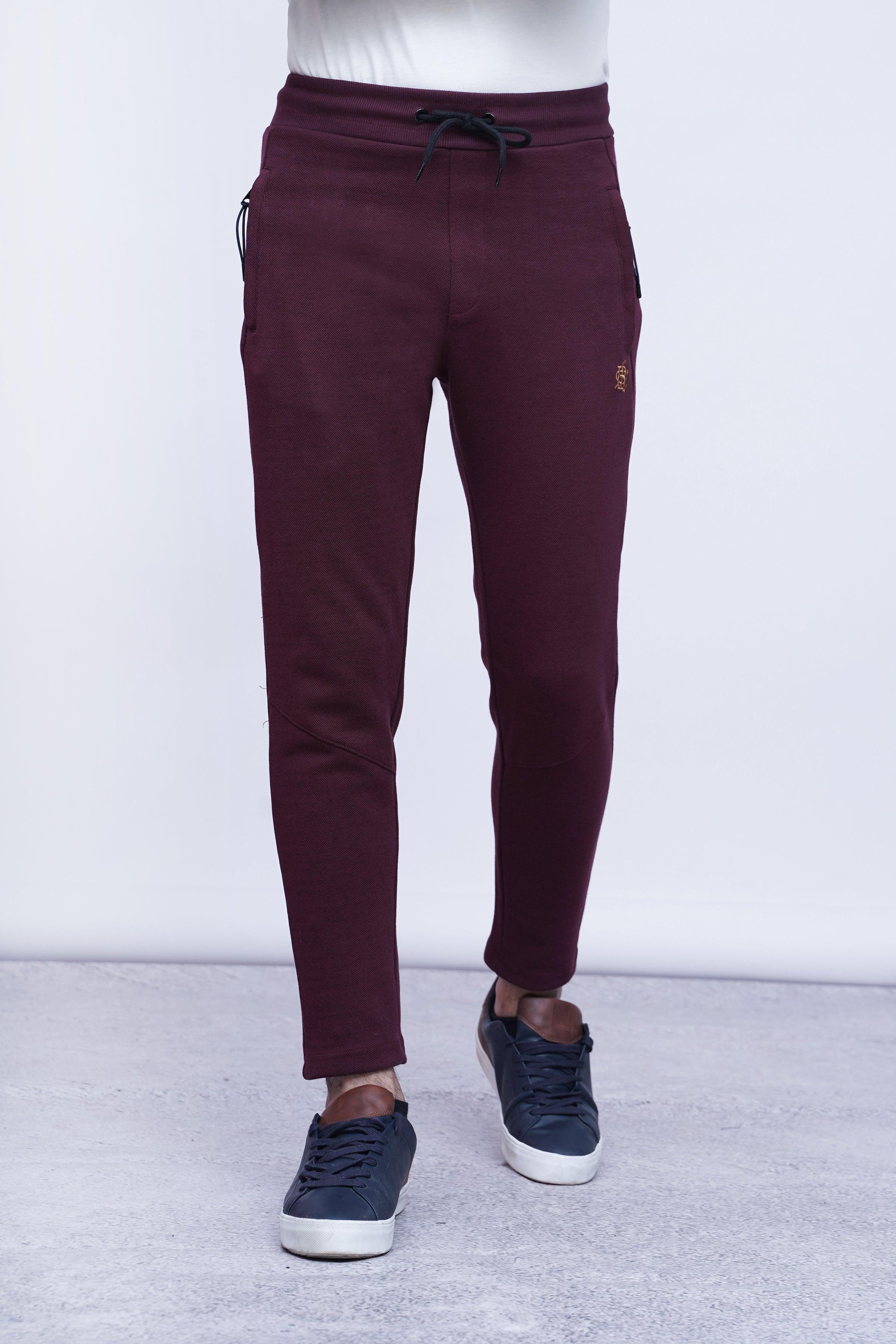 JUMBO PIQUE TROUSER BLACK MAROON - Image 2