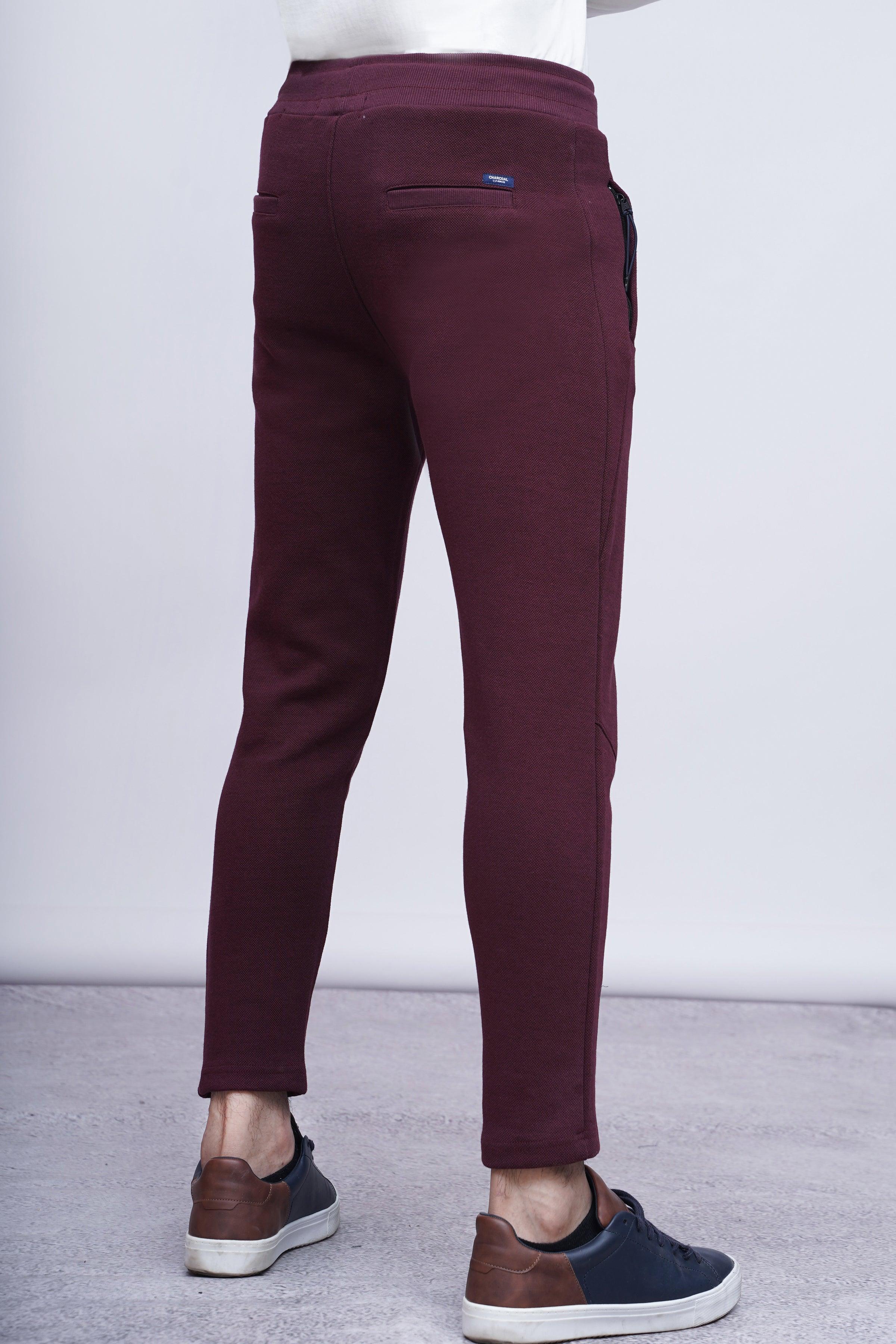 JUMBO PIQUE TROUSER BLACK MAROON - Image 3