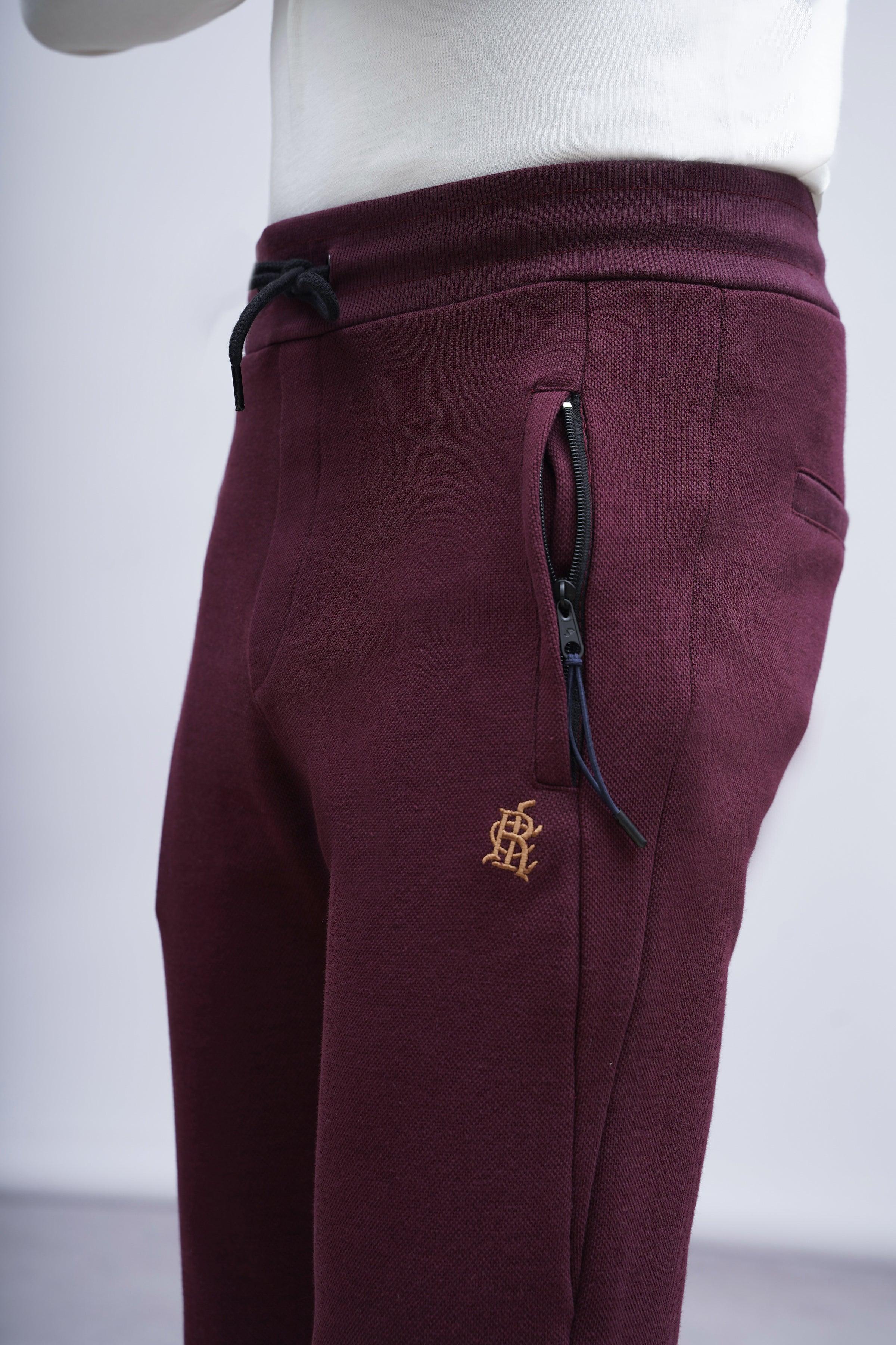 JUMBO PIQUE TROUSER BLACK MAROON - Image 5
