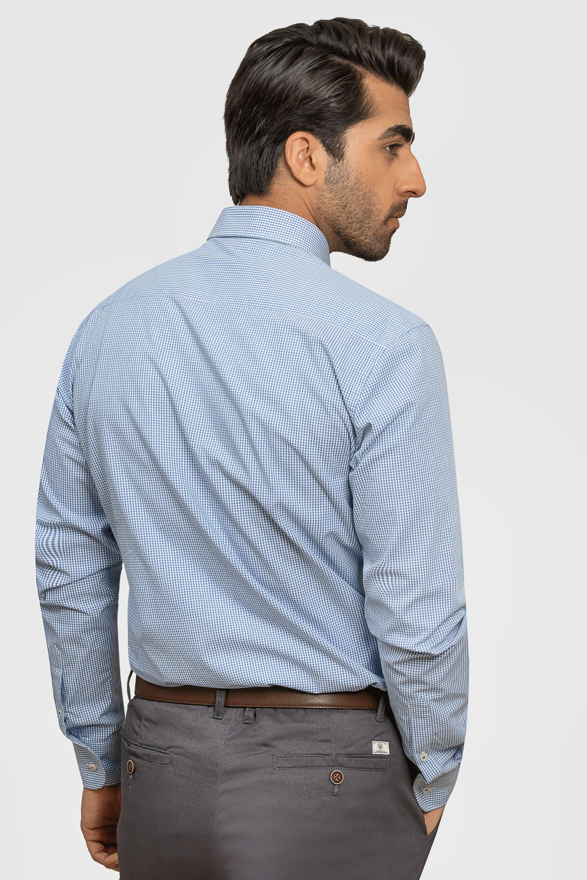SEMI FORMAL SHIRT BLUE WHITE CHECK - Image 3