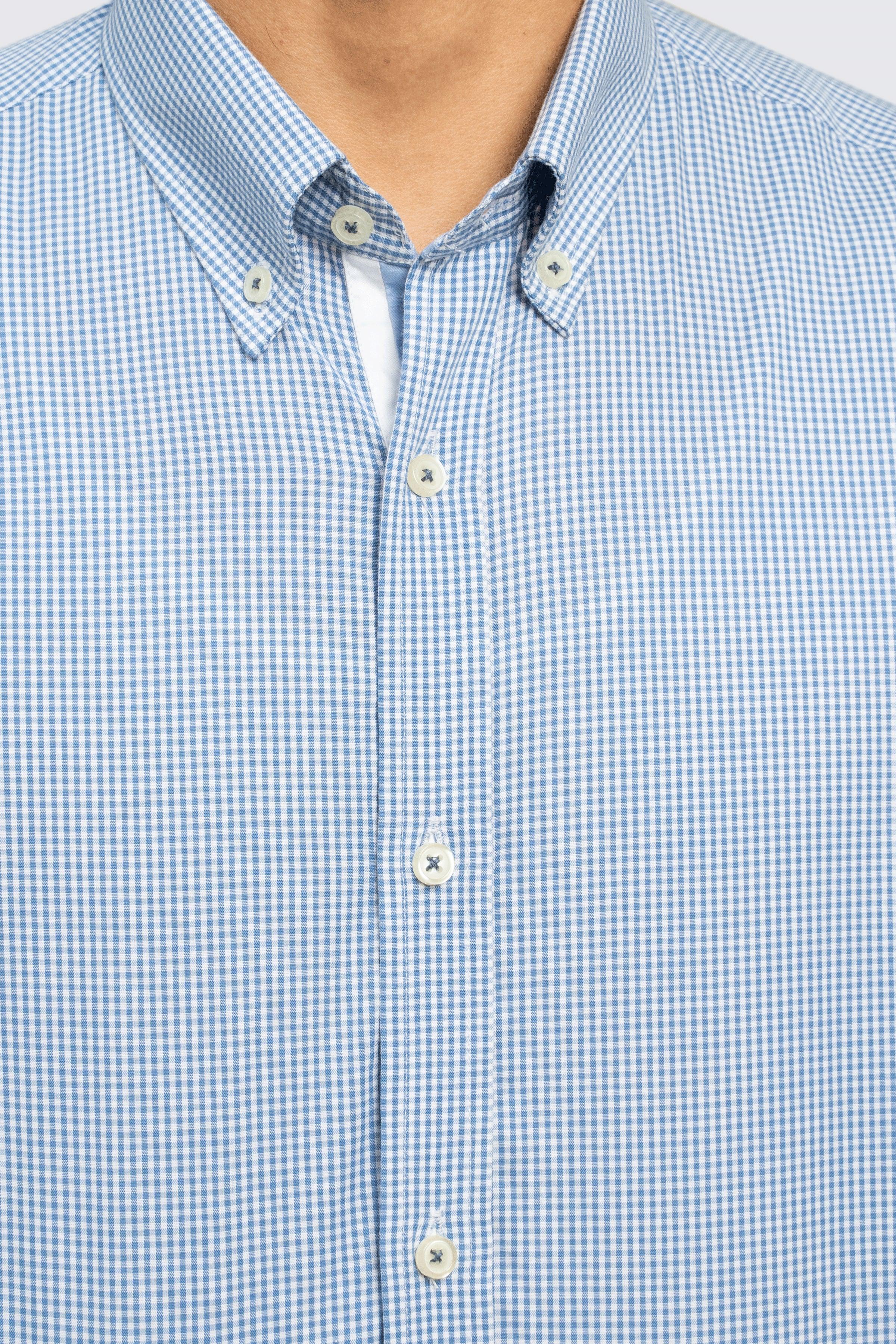 SEMI FORMAL SHIRT BLUE WHITE CHECK - Image 4