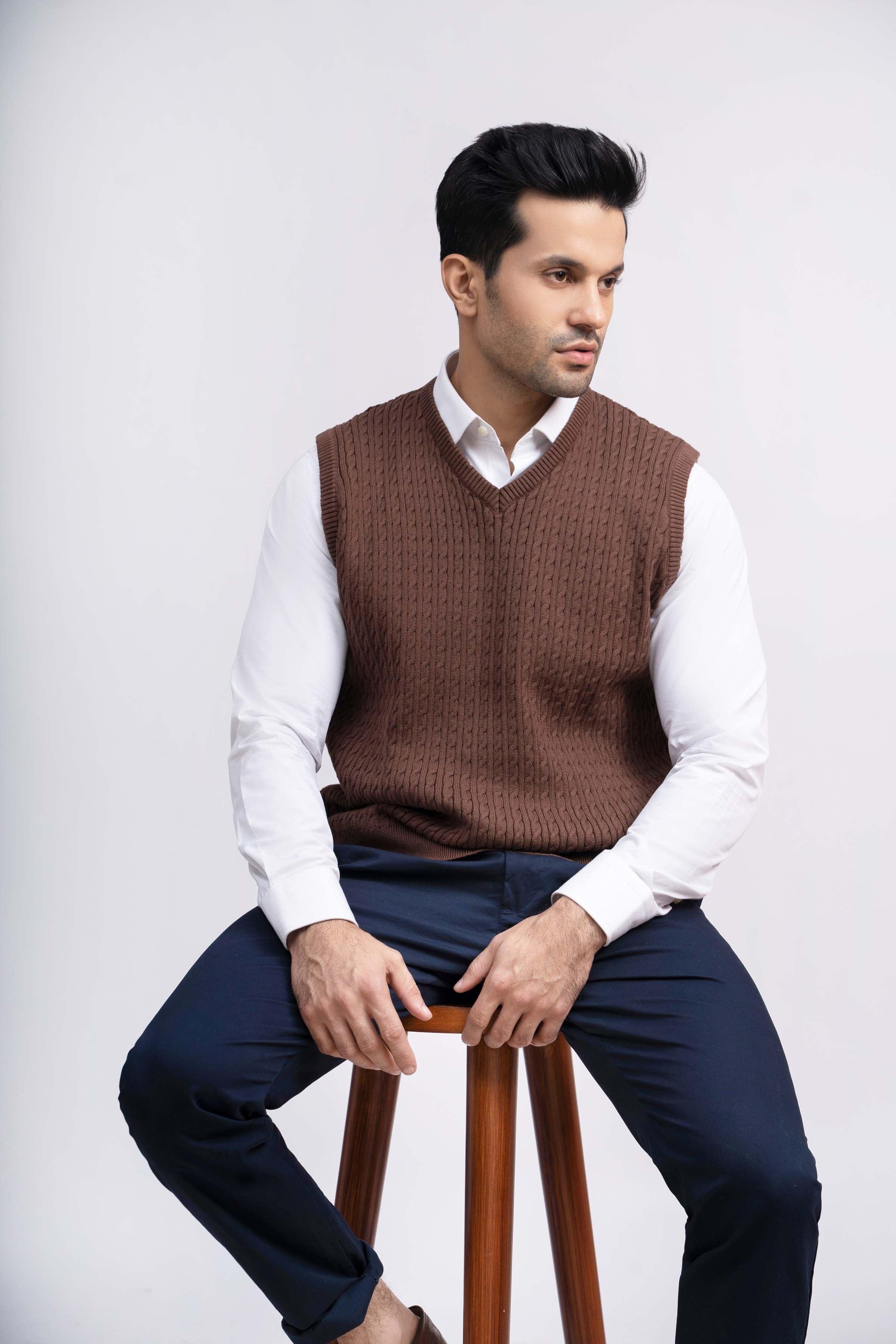 SWEATER CABLE TIPPING SLEEVES LESS BROWN - Image 4