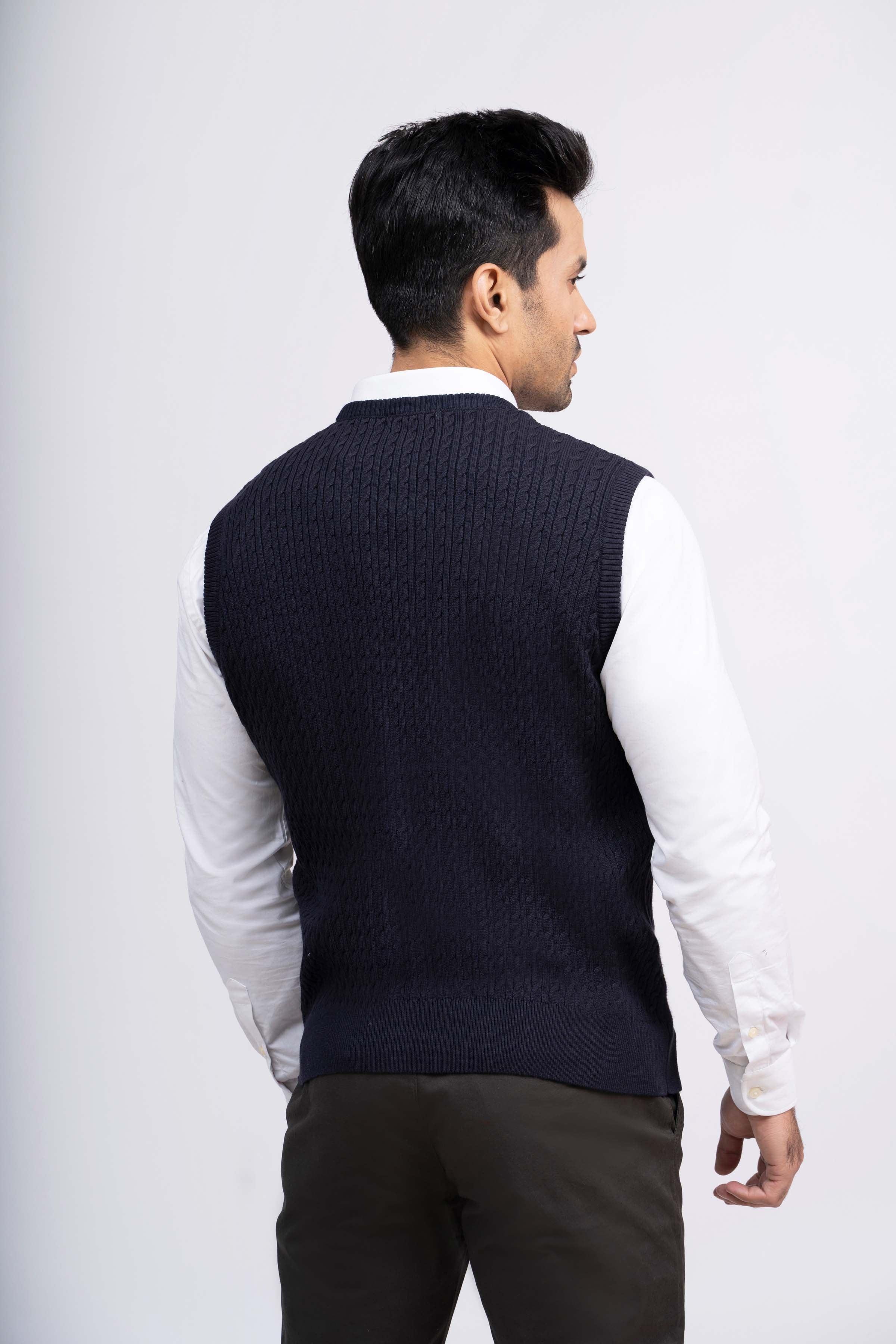 SWEATER CABLE TIPPING SLEEVES LESS NAVY - Image 3