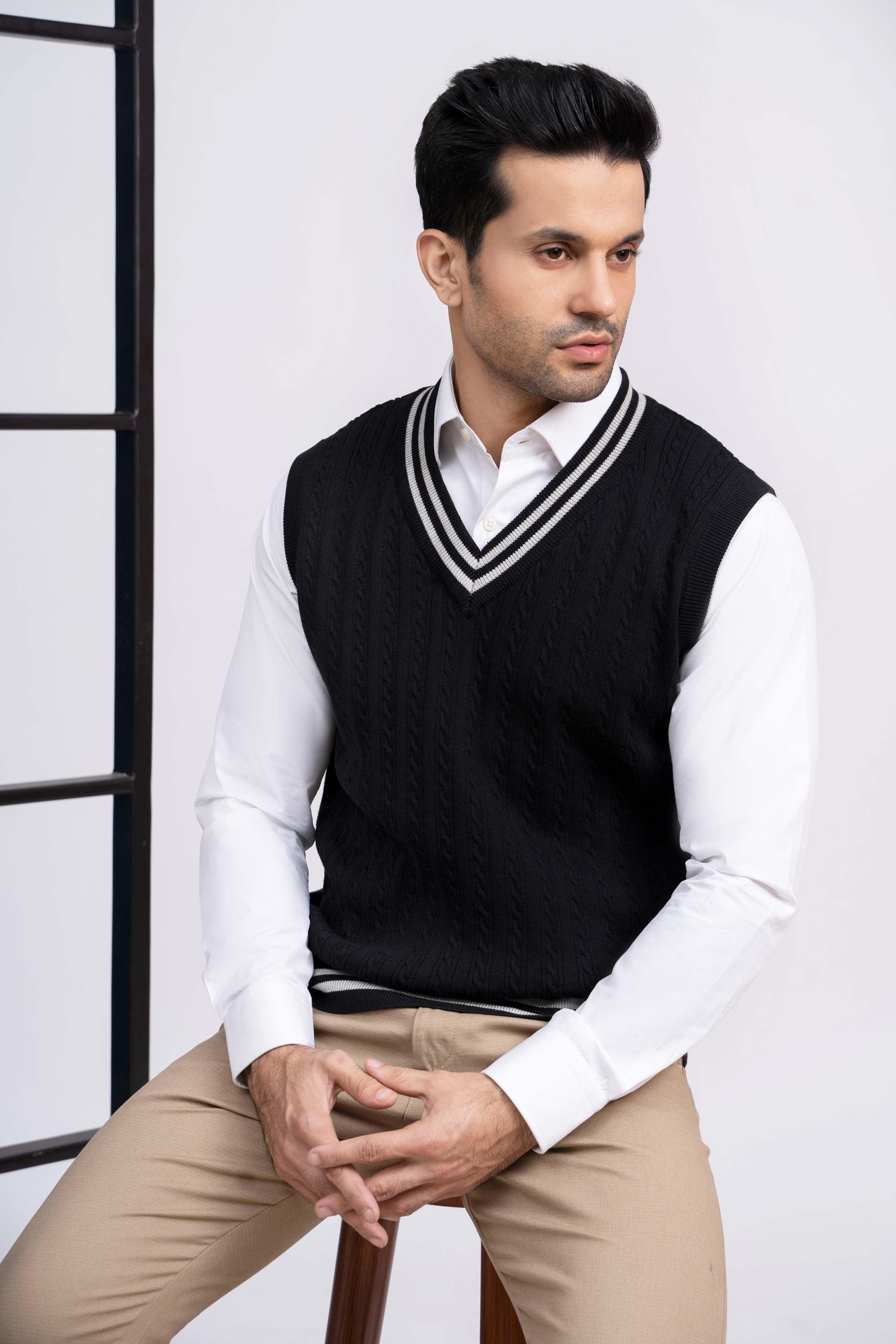 SWEATER CABLE TIPPING SLEEVES LESS BLACK - Image 4