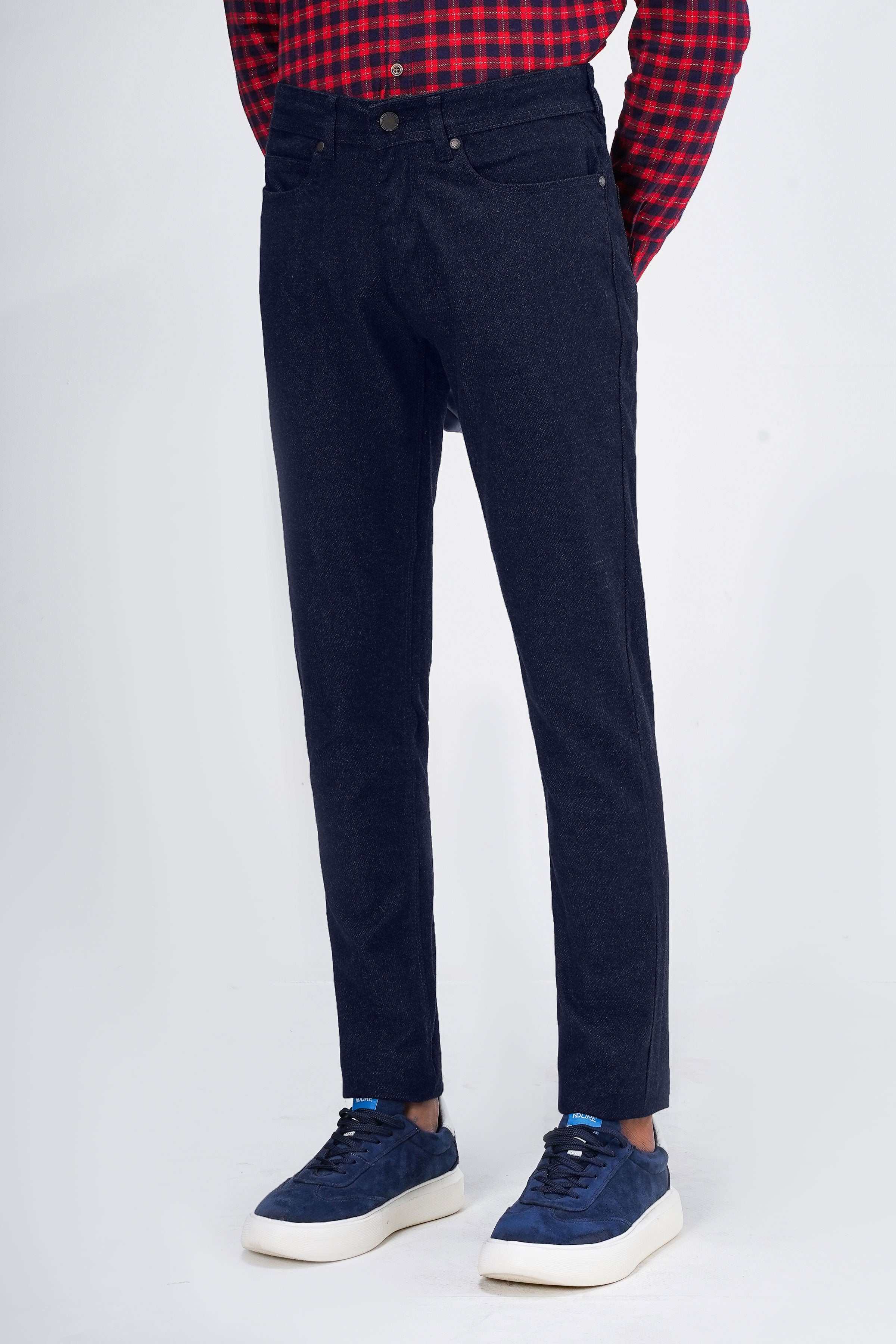 WOOLEN 5-POCKET PANT NAVY BLUE