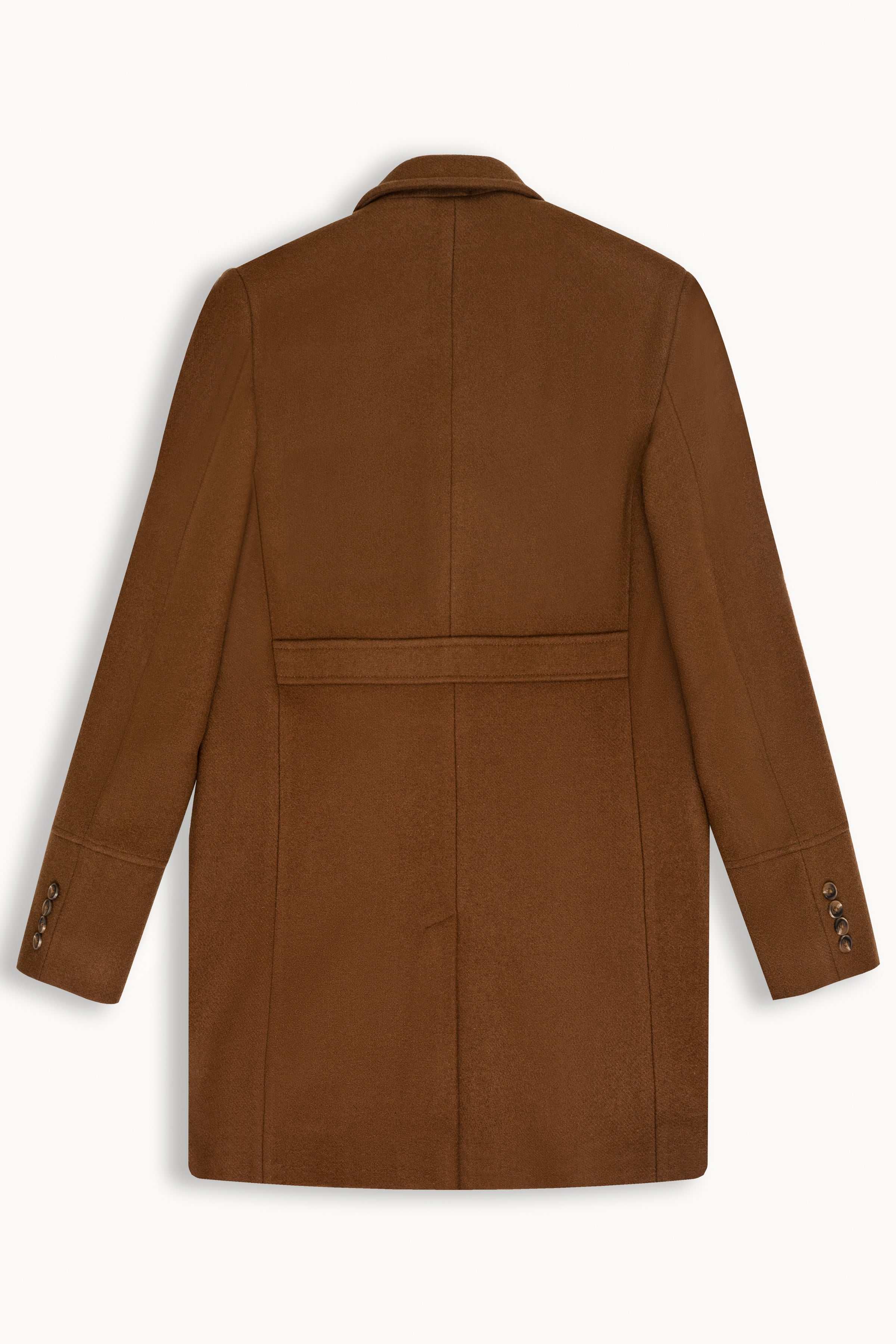 WOOLEN LONG COAT DOUBLE BREASTED LIGHT BOWN - Image 3