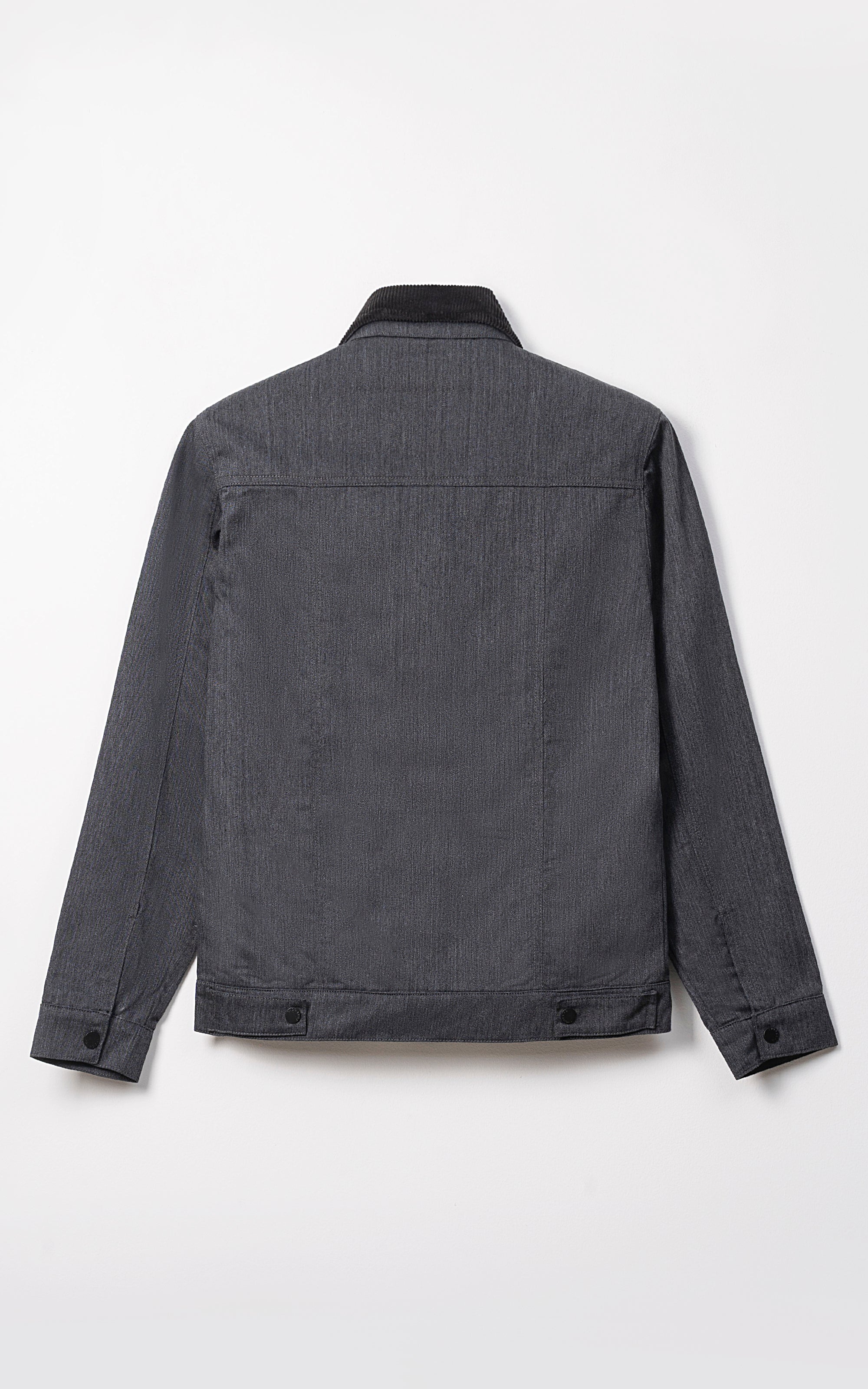 CORDUROY COLLAR FULL SLEEVE JACKET BLACK - Image 3