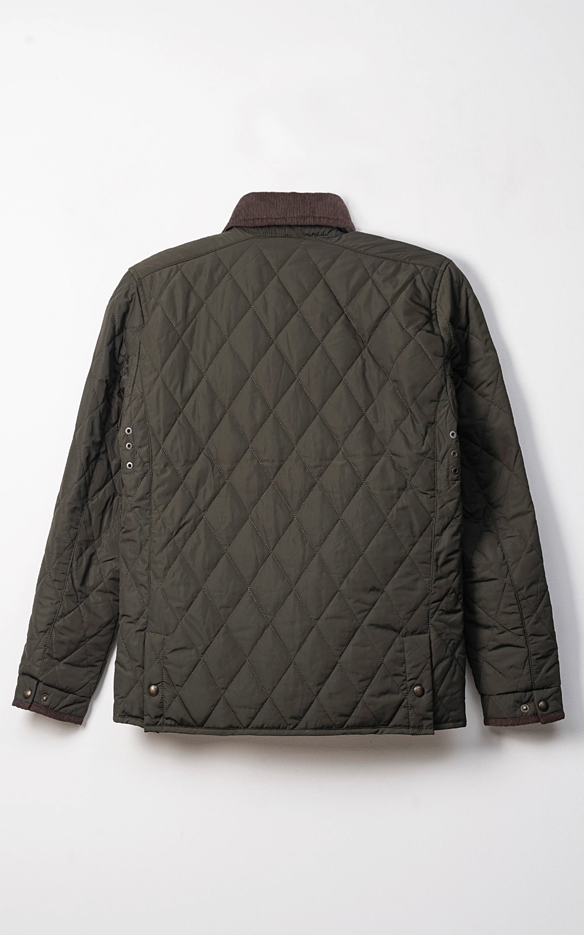 CORDUROY COLLAR QUILTED JACKET FULL SLEEVE OLIVE - Image 3
