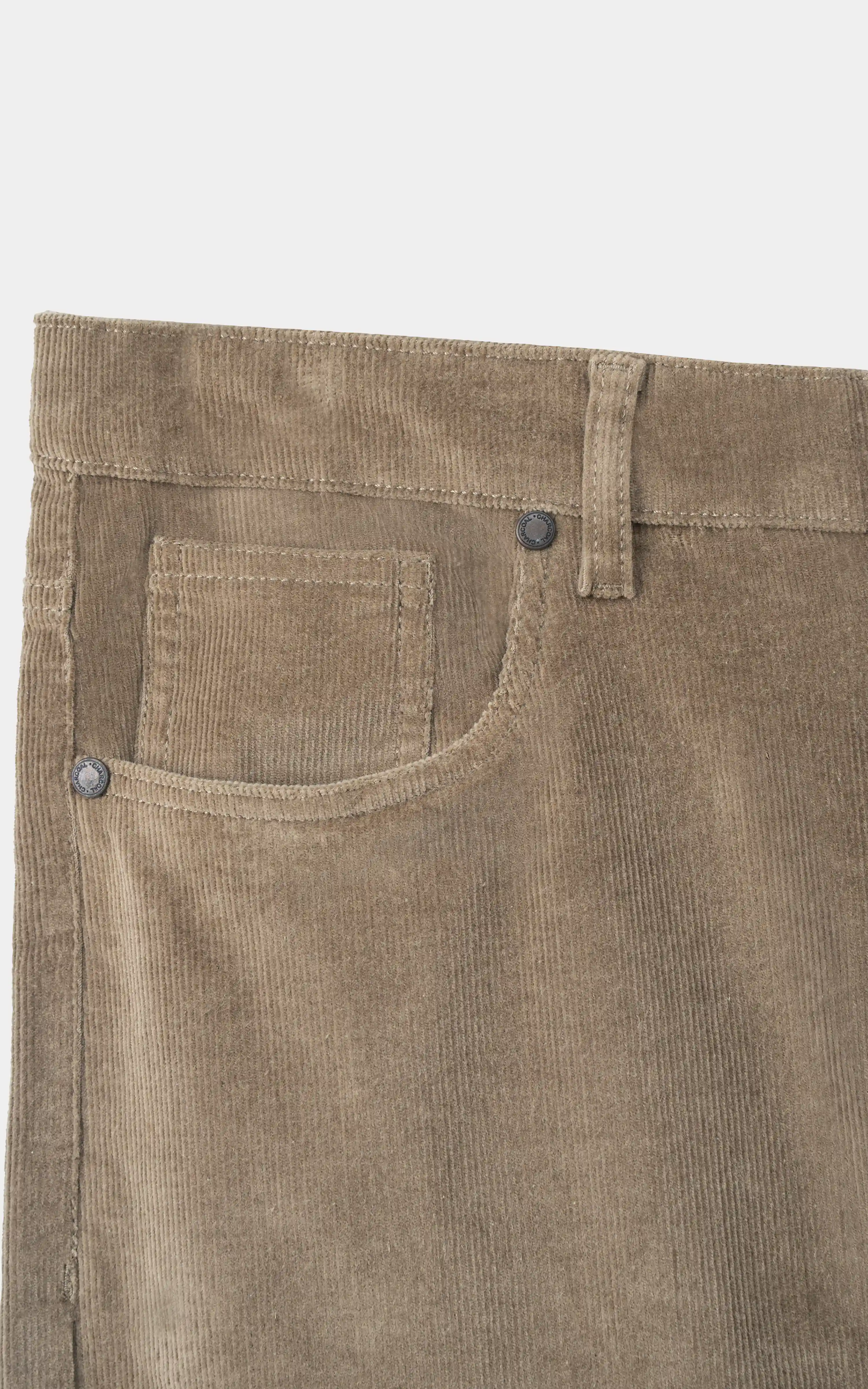 CORDUROY FIVE POCKET STRAIGHT FIT CASUAL PANT KHAKI - Image 2