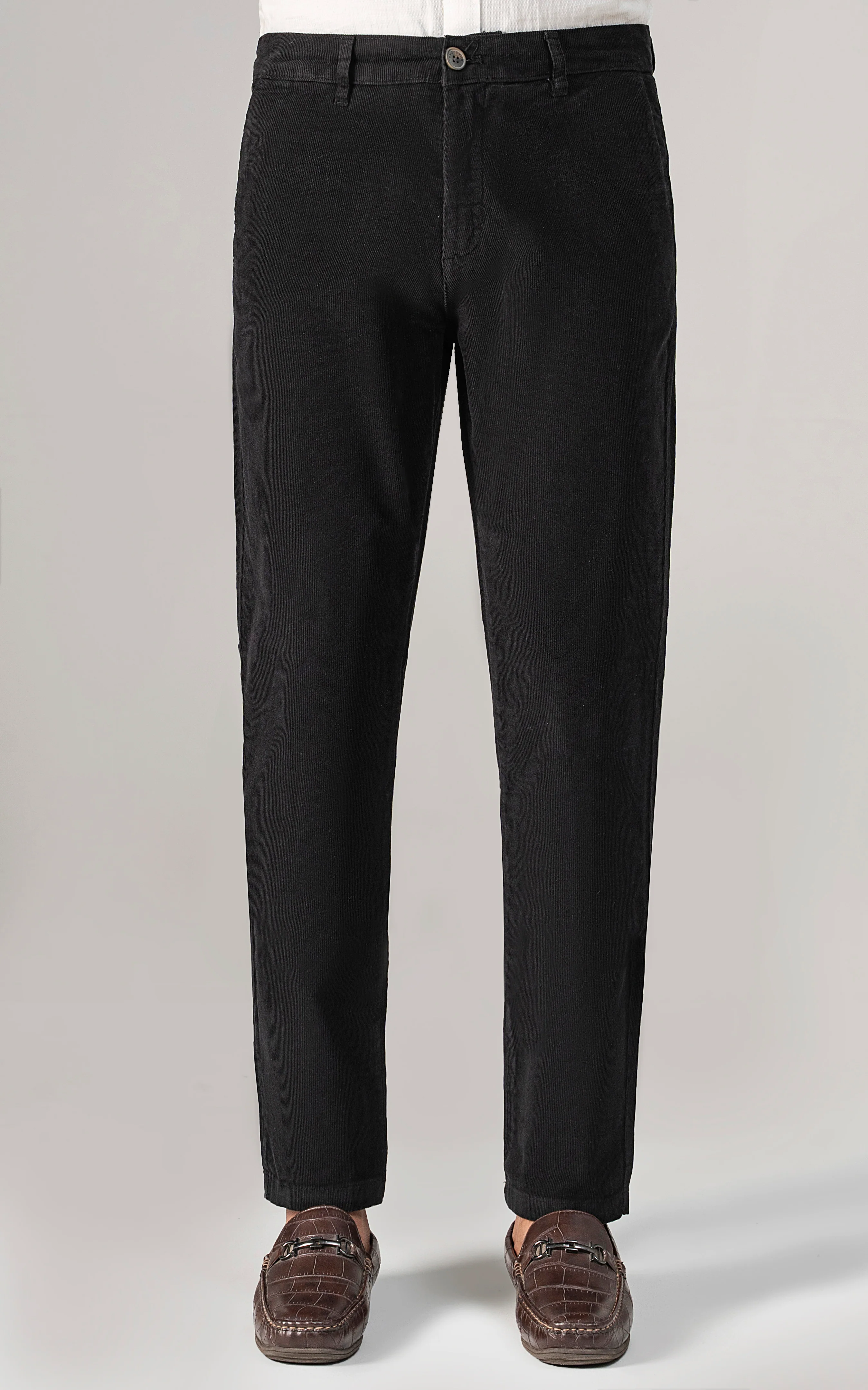CORDUROY SMART FIT CASUAL PANT BLACK - Image 3