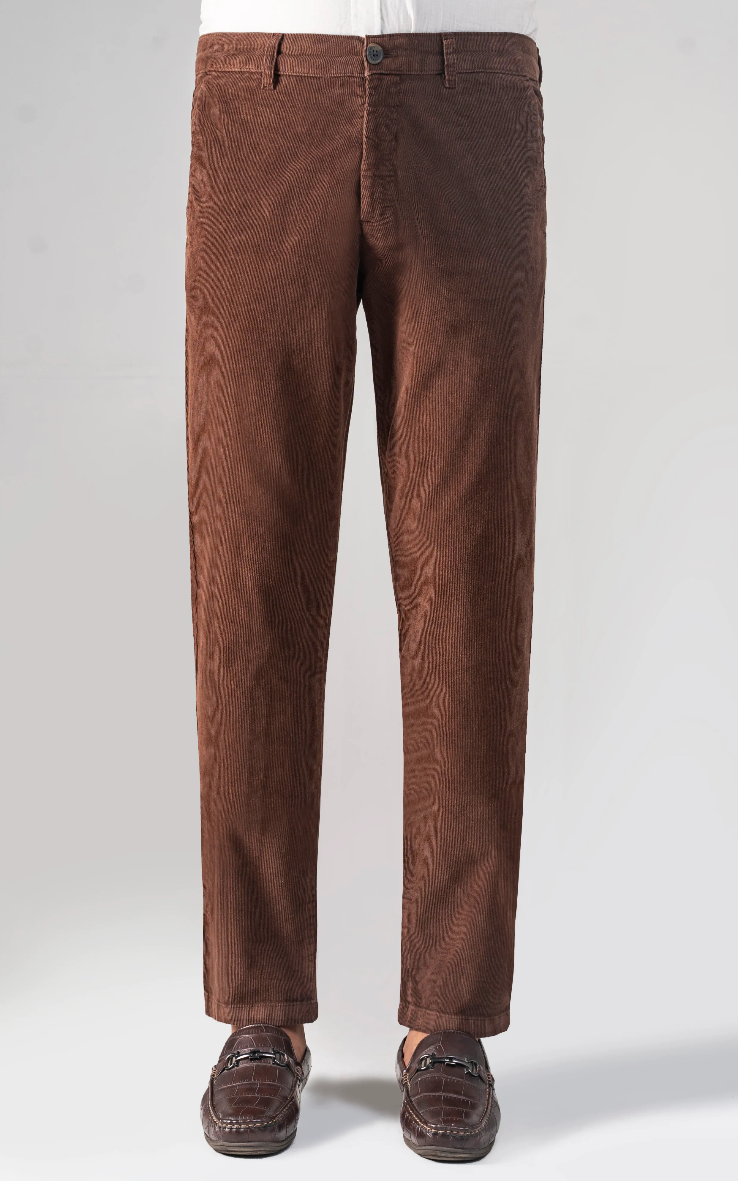 CORDUROY SMART FIT CASUAL PANT BROWN - Image 3