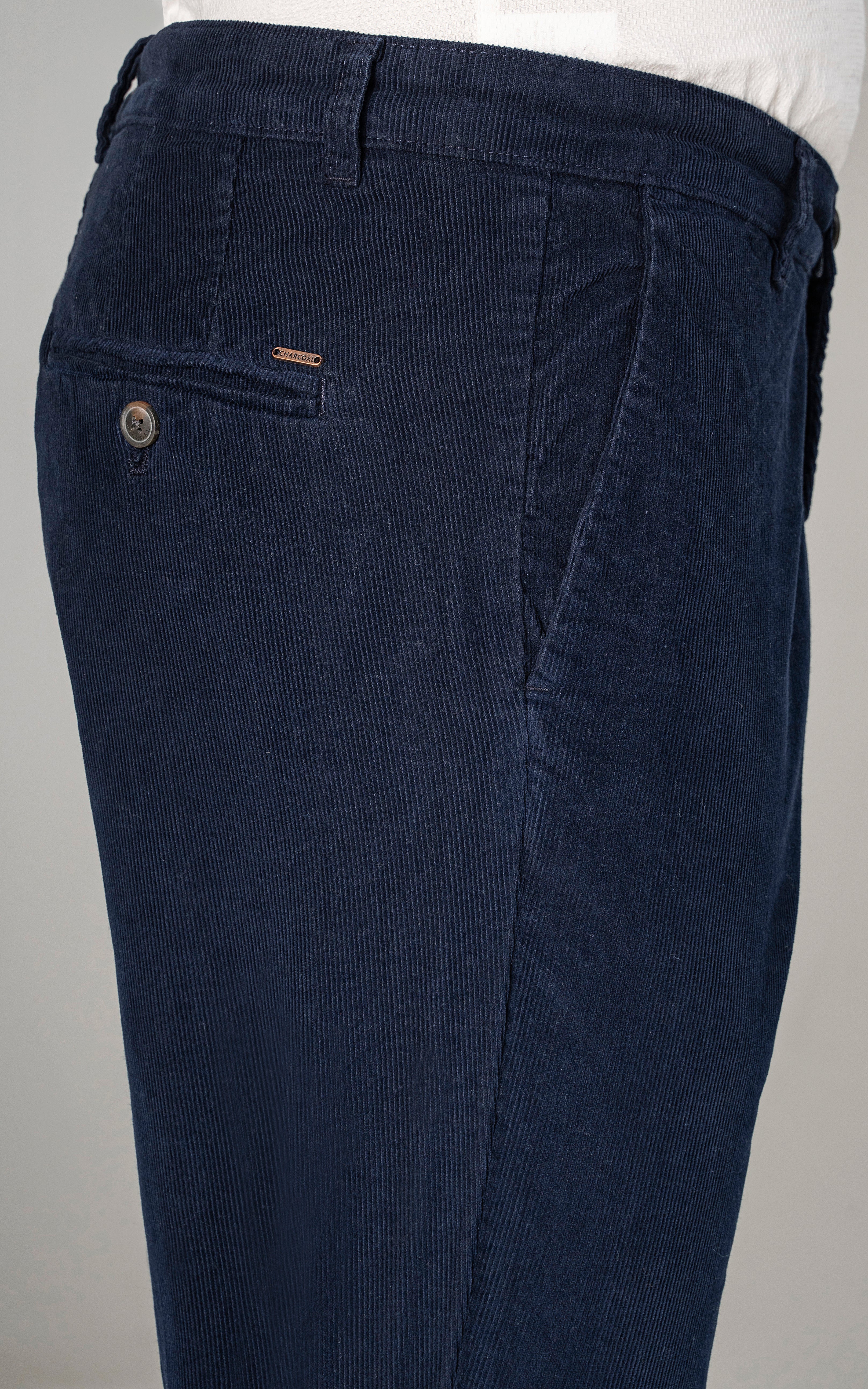 CORDUROY SMART FIT CASUAL PANT NAVY - Image 2
