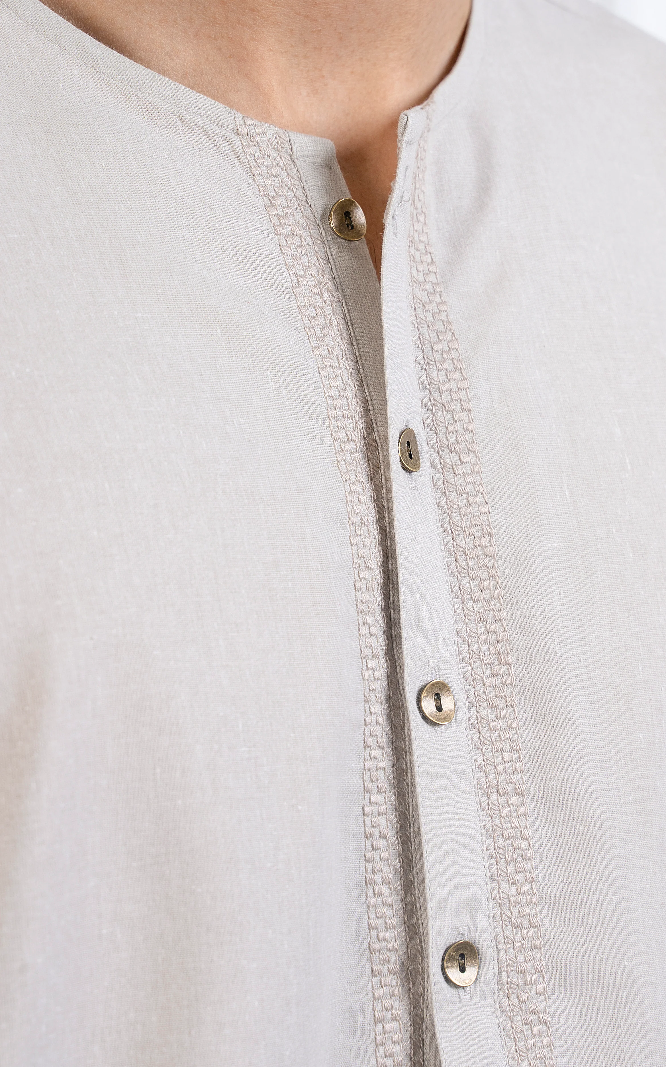 COTTON KARANDI KAMEEZ SHALWAR - CLASSIC COLLECTION LIGHT BEIGE - Image 2