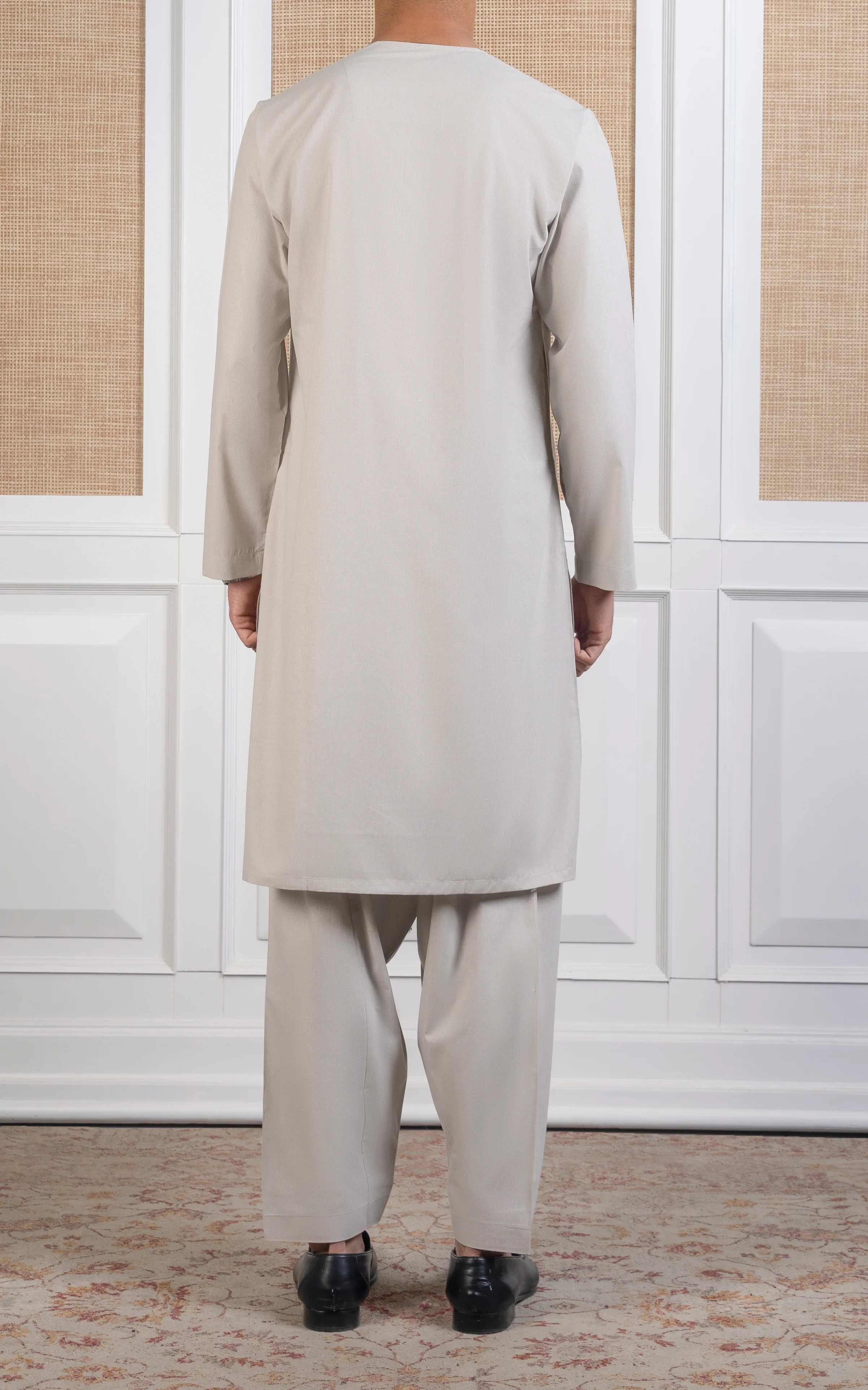 COTTON KARANDI KAMEEZ SHALWAR - CLASSIC COLLECTION LIGHT BEIGE - Image 4