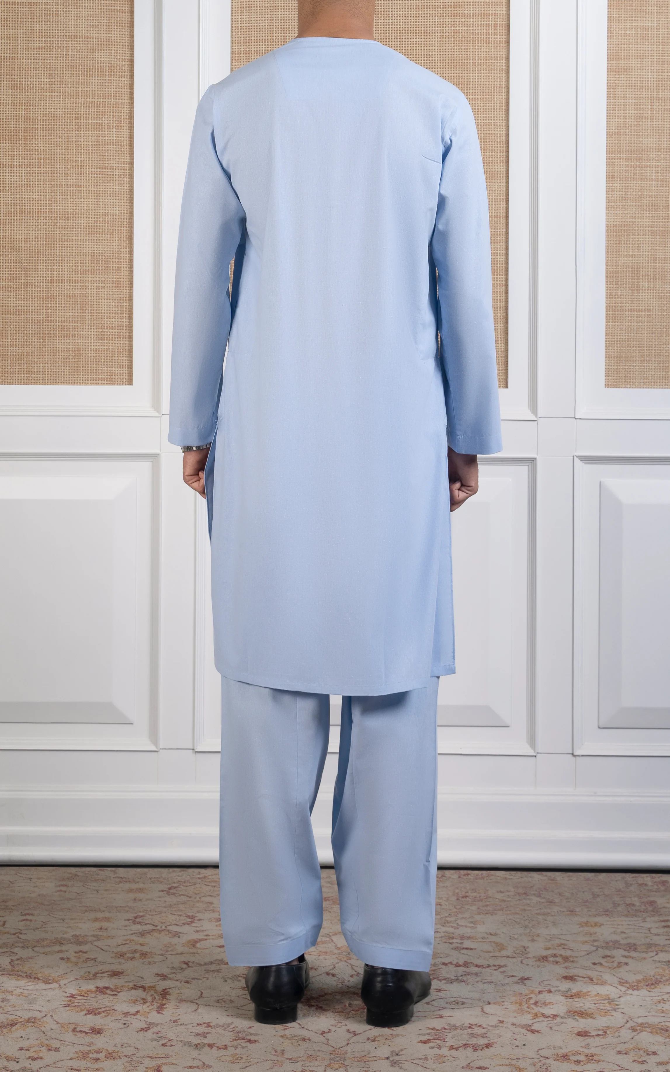 COTTON KARANDI KAMEEZ SHALWAR - CLASSIC COLLECTION SKY - Image 4
