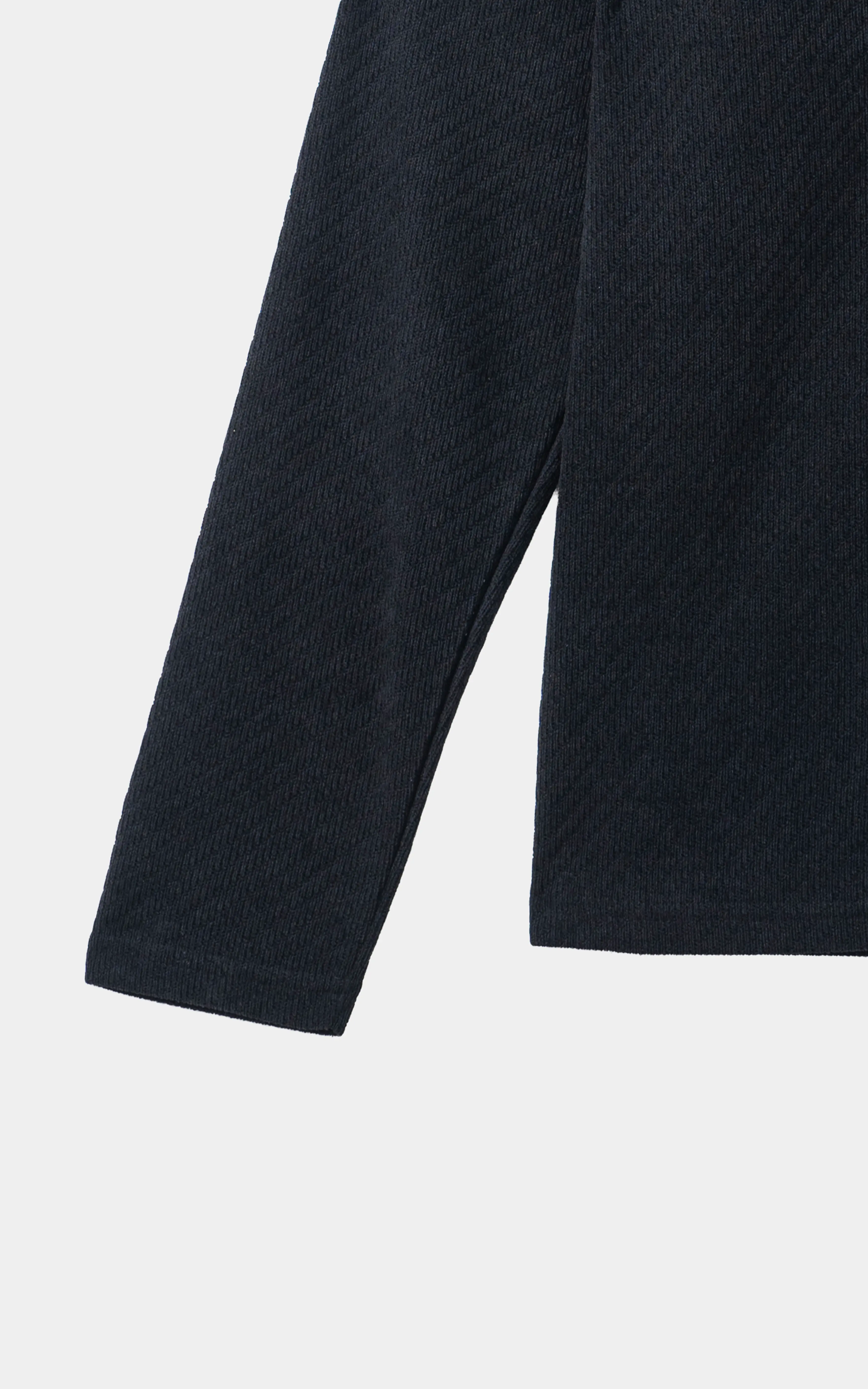 COTTON POLY BLENDED HALF ZIP SWEAT SHIRT BLACK - Image 3