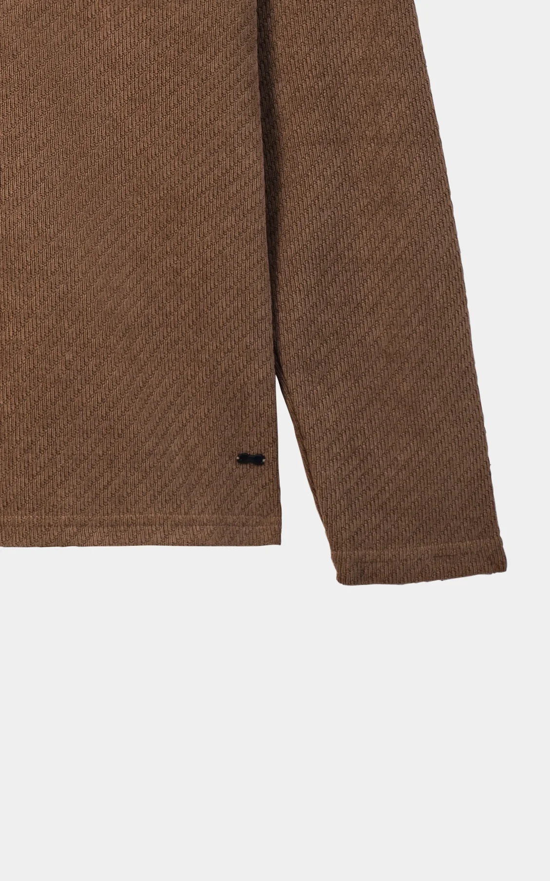 COTTON POLY BLENDED HALF ZIP SWEAT SHIRT BROWN - Image 3