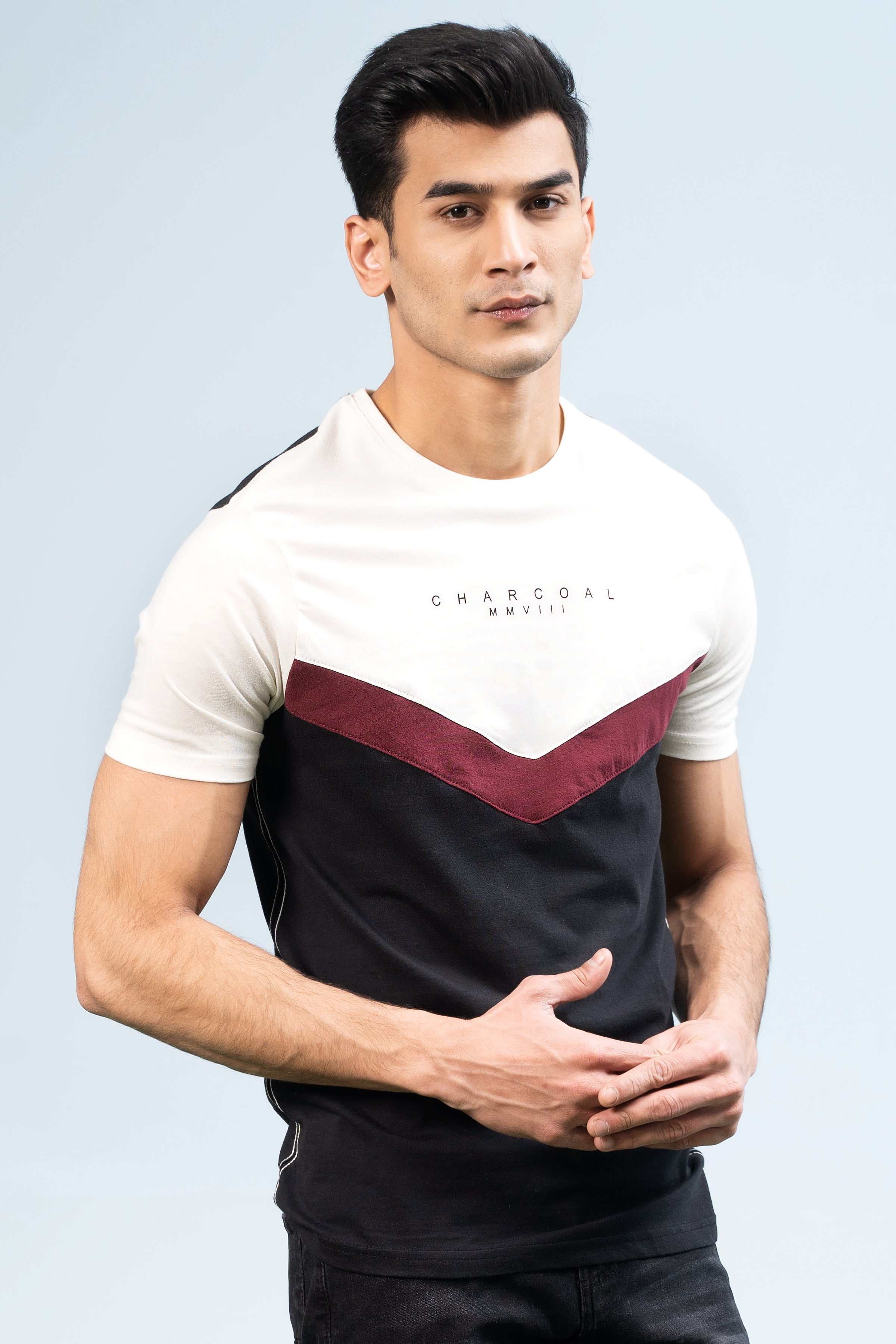 CUT & SEW PANNEL T-SHIRT OFF WHITE - Image 4