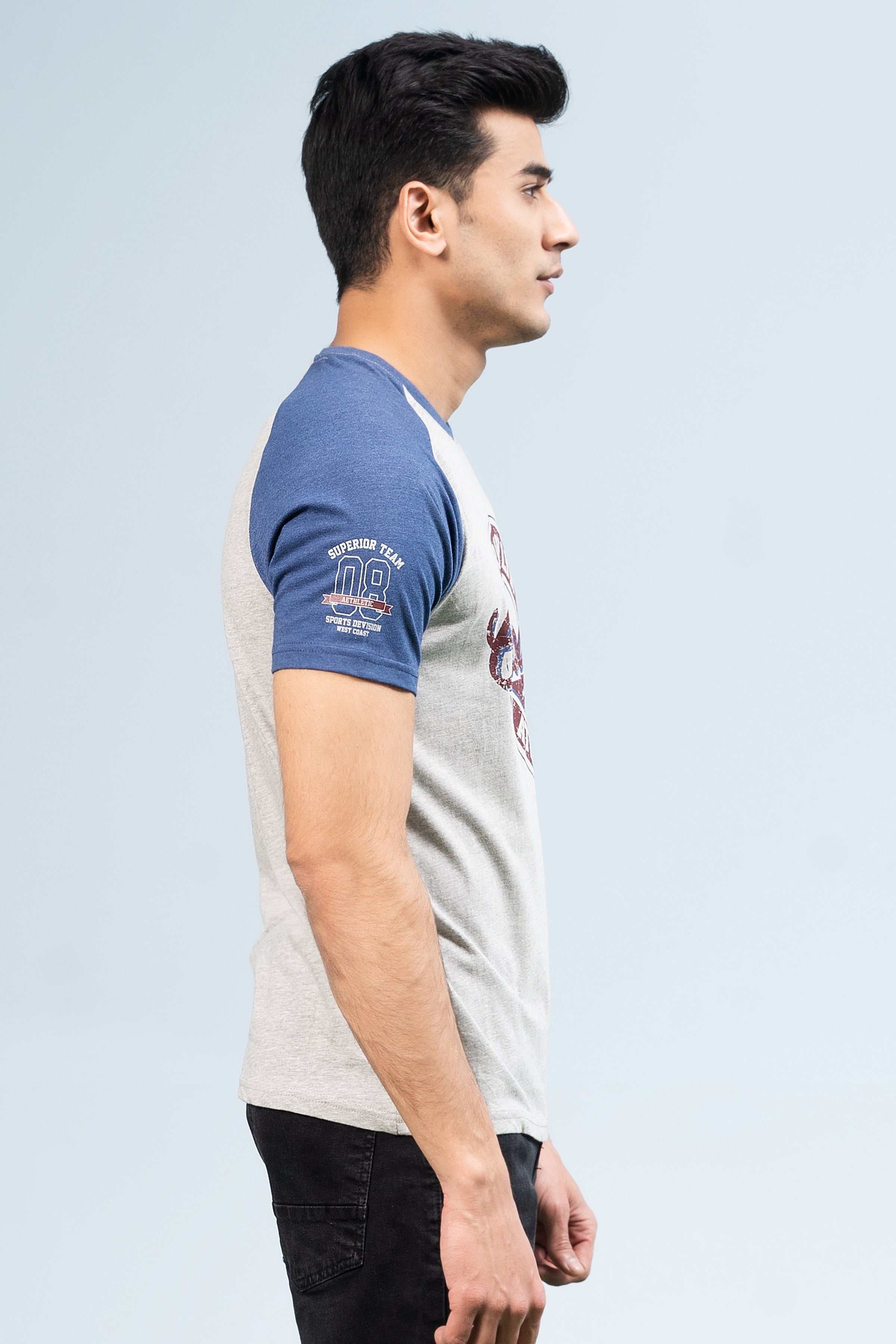 RAGLAN SLEEVES T-SHIRT BLUE GREY - Image 3