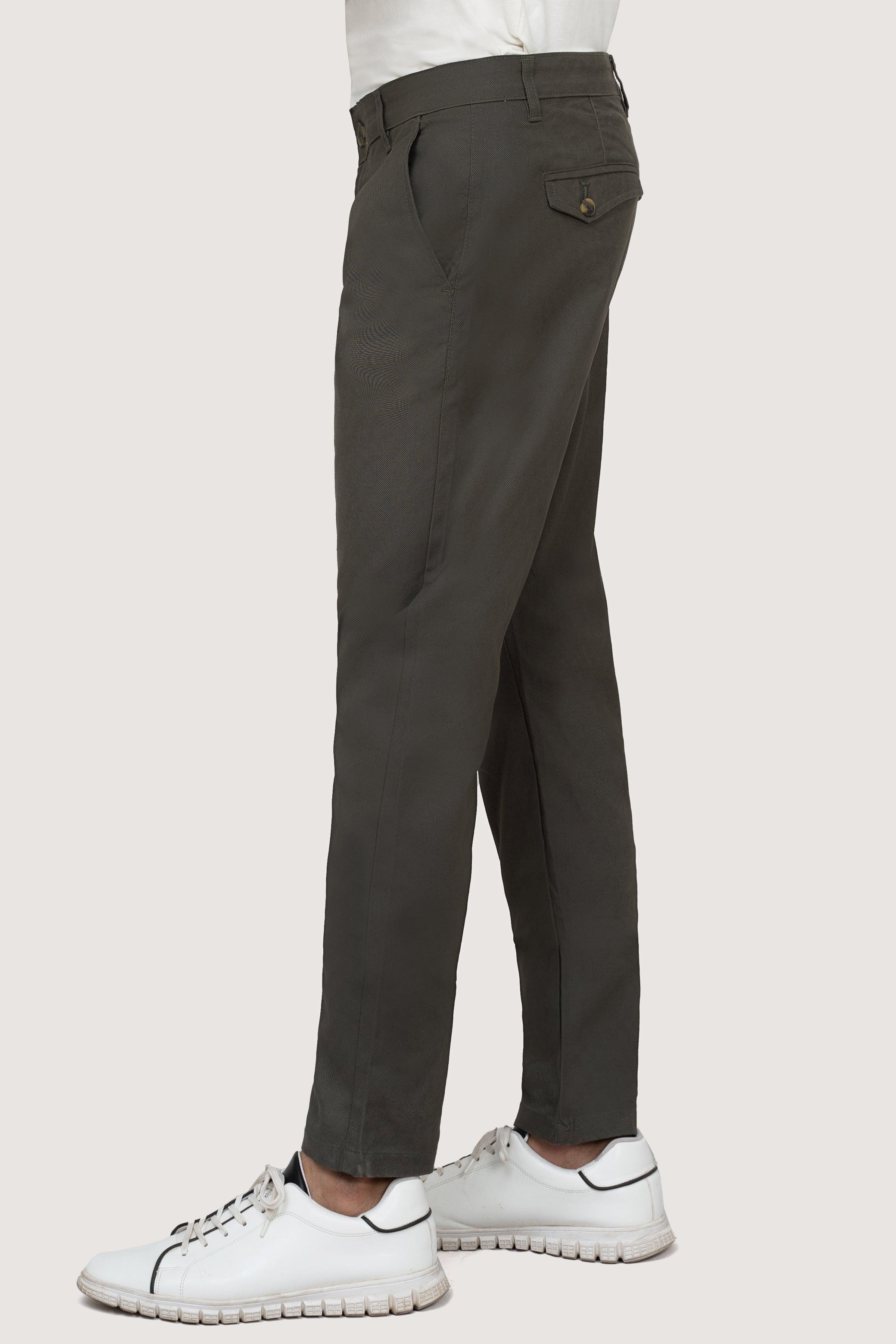 CROSS POCKET PRINTED SLIMFIT DARK OLIVE PANT - Image 3