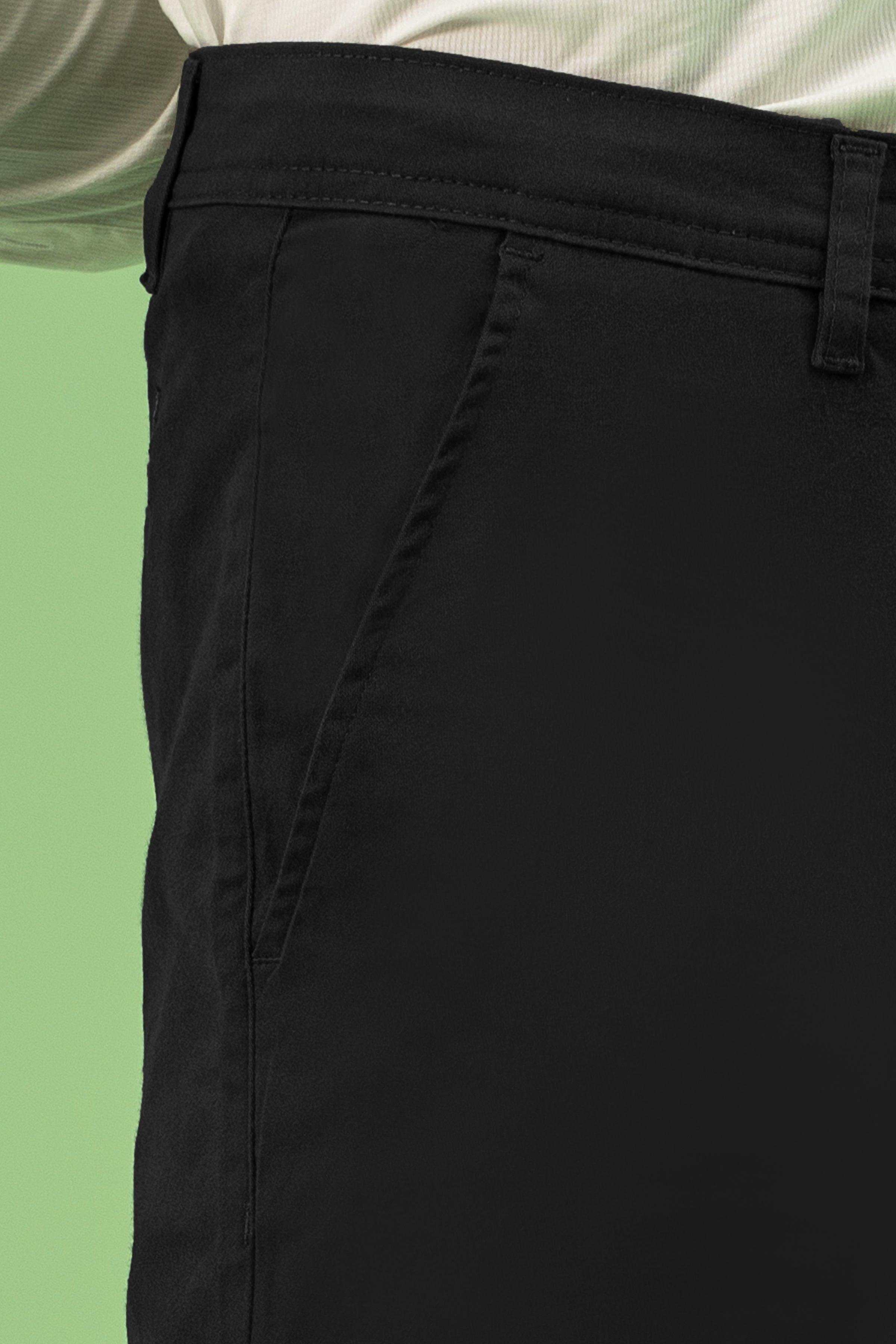 CROSS POCKET SATAIN SLIM FIT PANT BLACK - Image 4