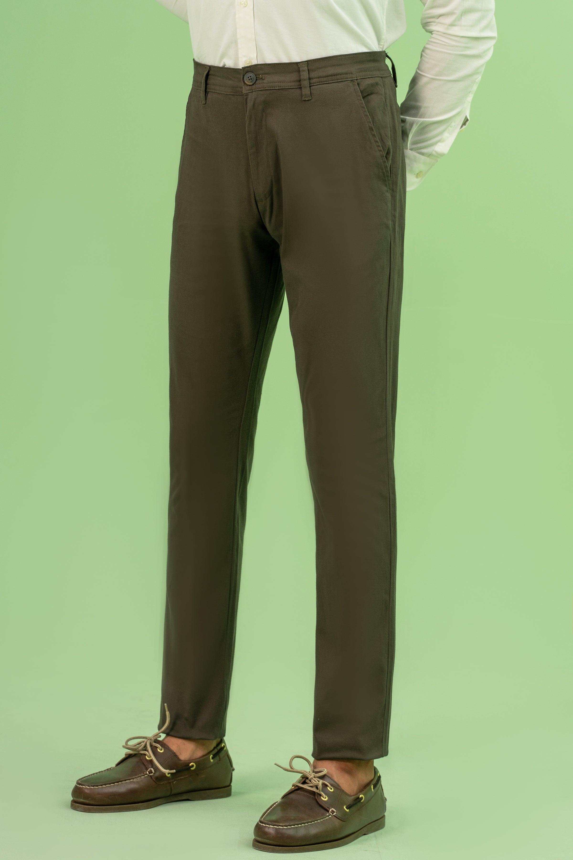 CROSS POCKET SATAIN SLIM FIT PANT DARK OLIVE - Image 2