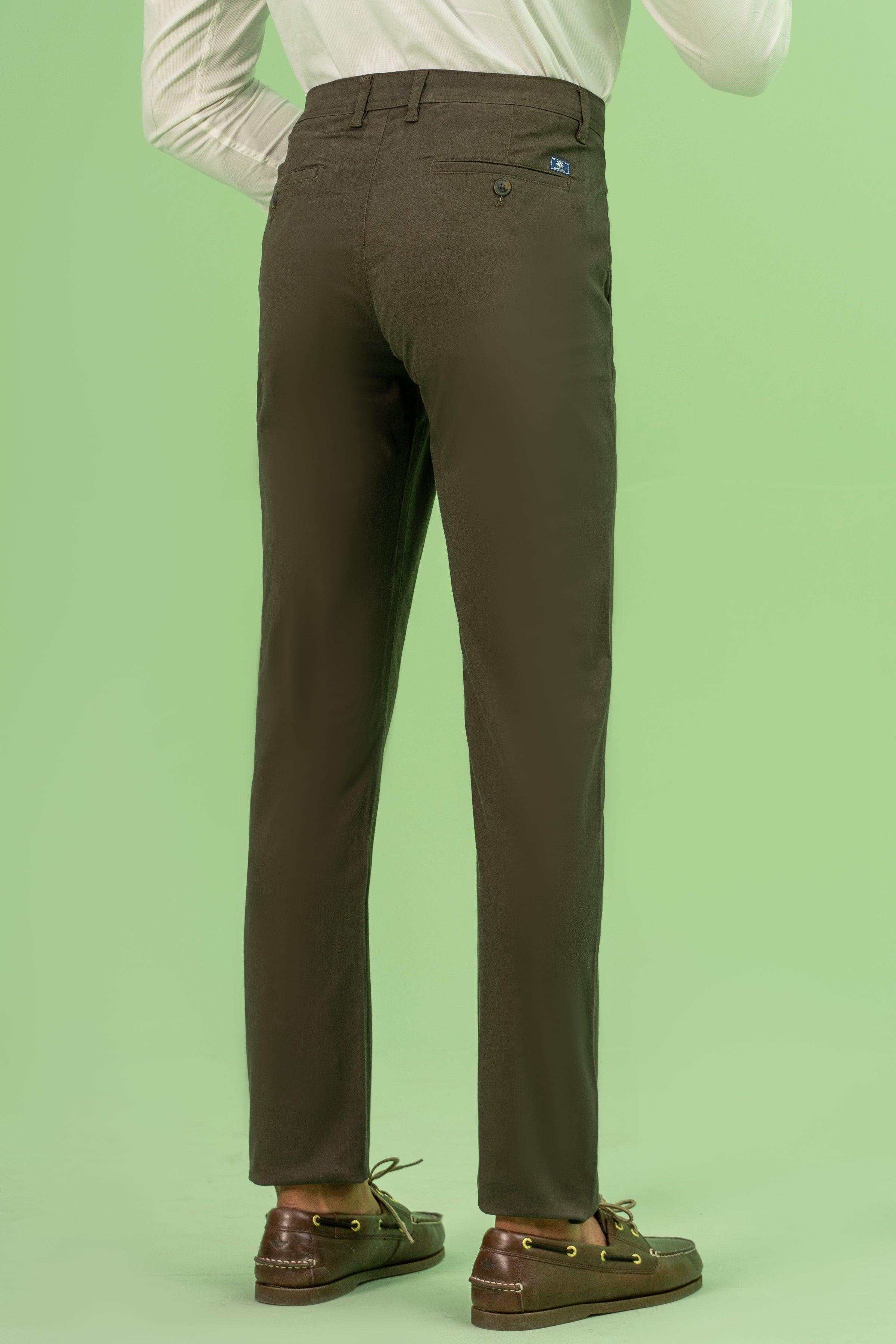 CROSS POCKET SATAIN SLIM FIT PANT DARK OLIVE - Image 3