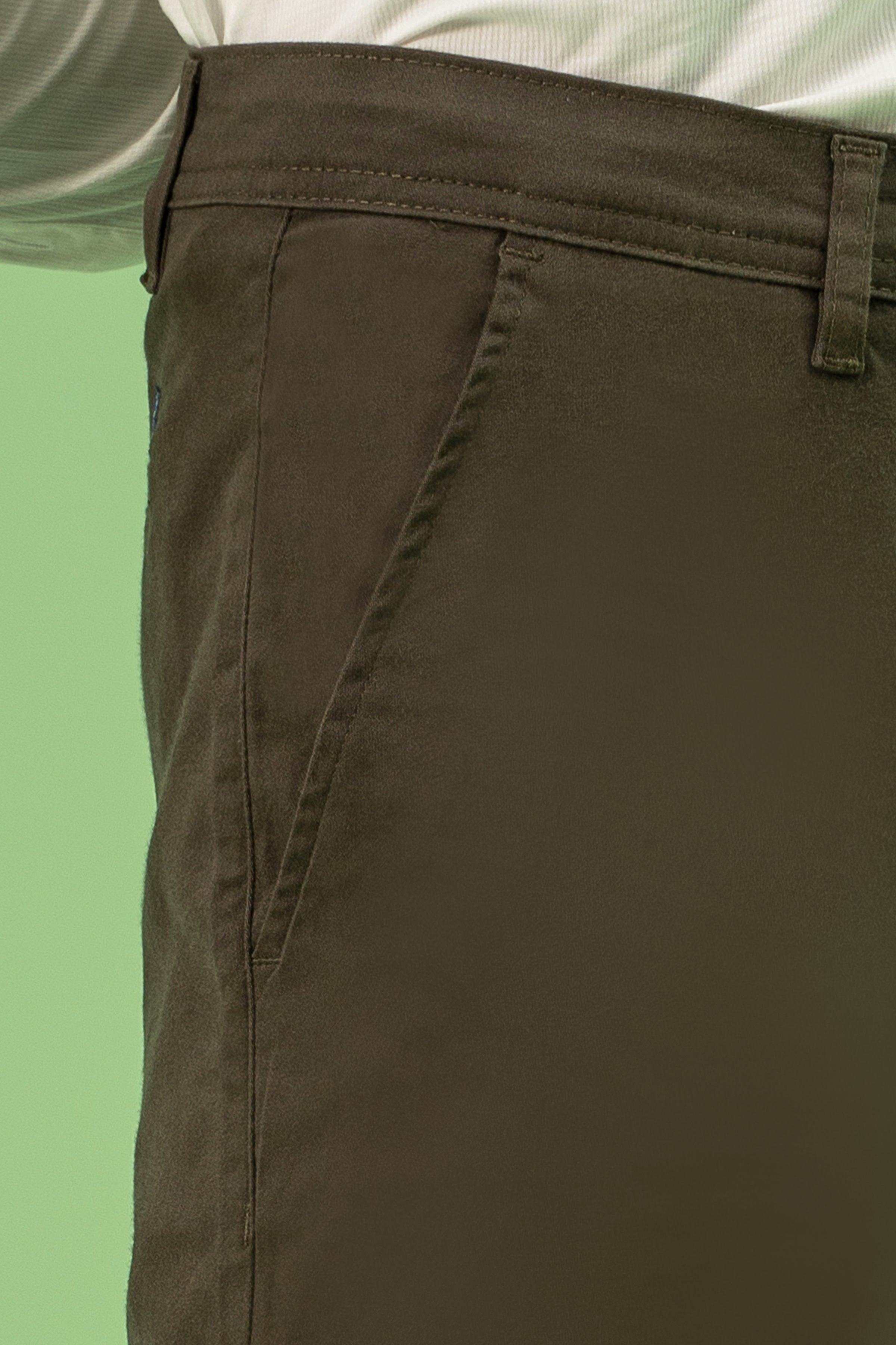 CROSS POCKET SATAIN SLIM FIT PANT DARK OLIVE - Image 4
