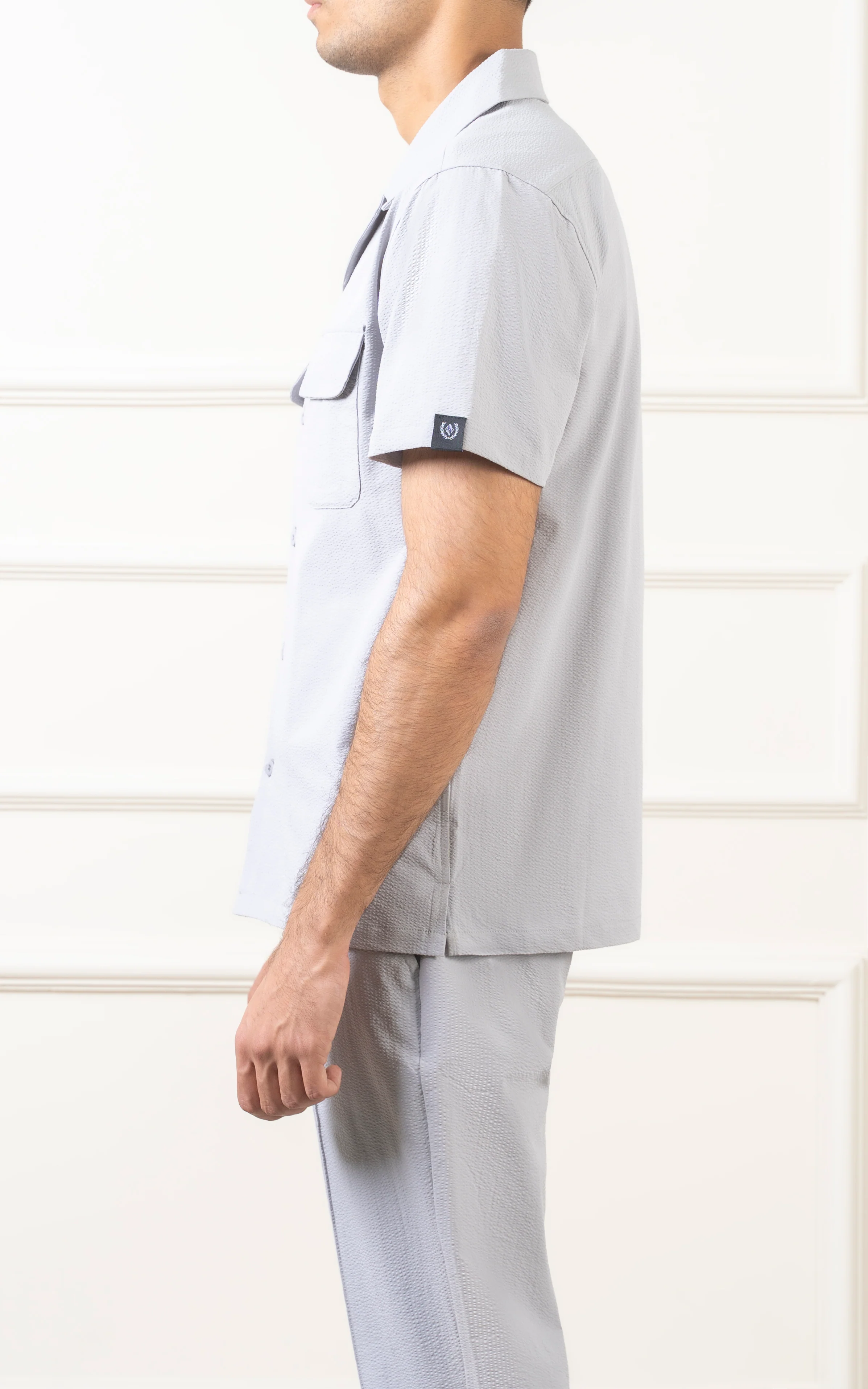CUBAN COLLAR SHIRT LIGHT GREY - Image 4