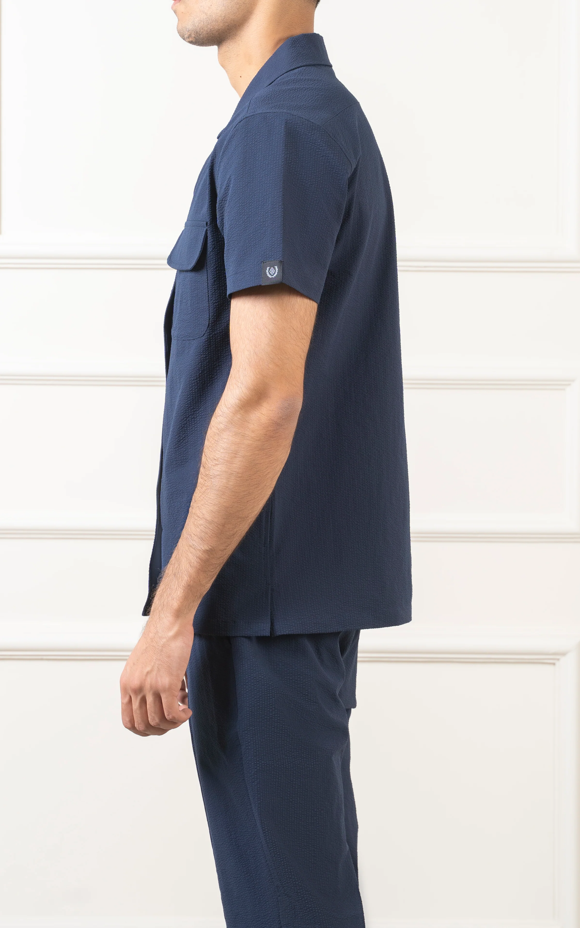 CUBAN COLLAR SHIRT NAVY - Image 3